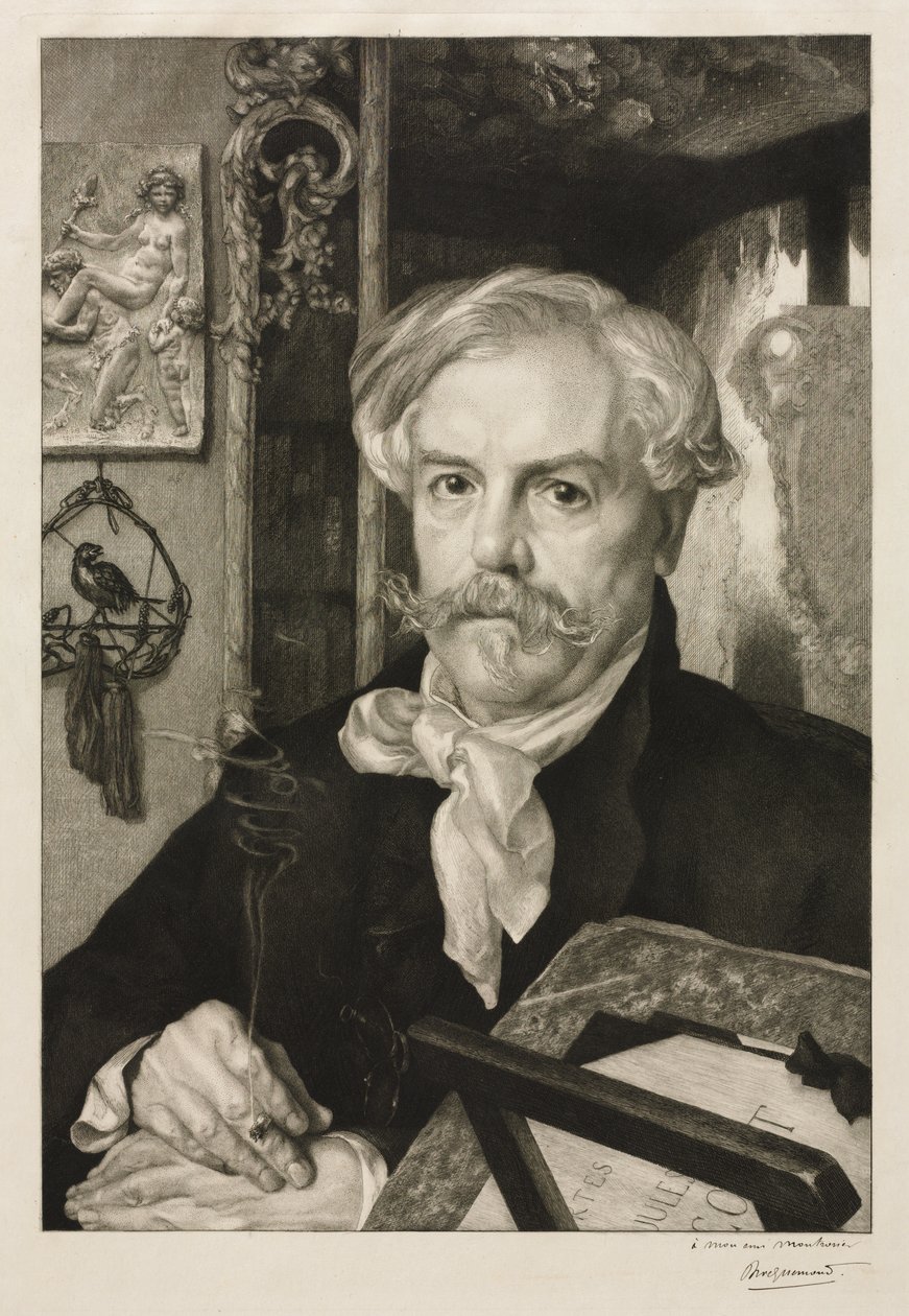 Portræt af Edmond de Goncourt af Felix Bracquemond