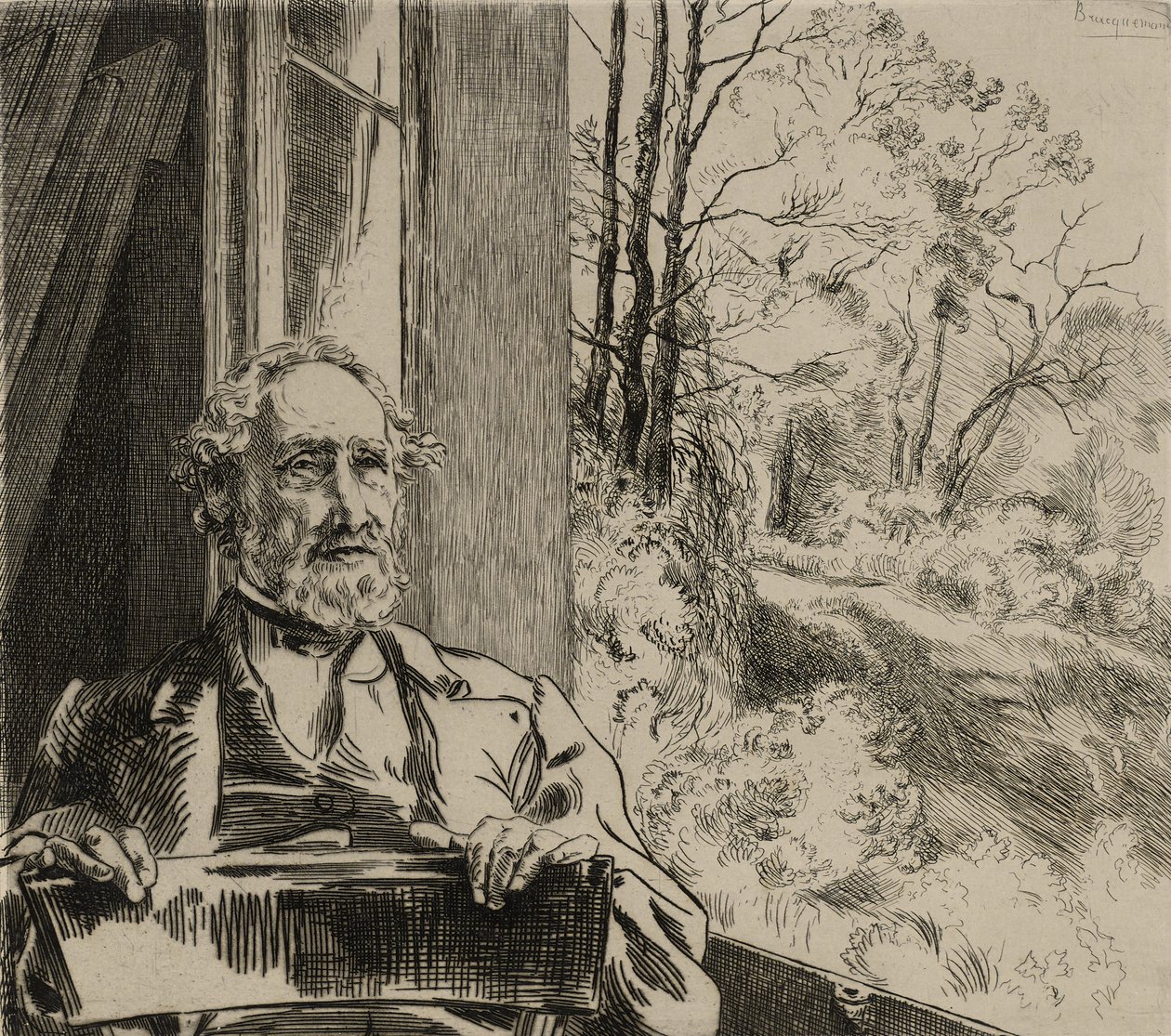 Portræt af Jacob Meyer-Heine af Felix Bracquemond
