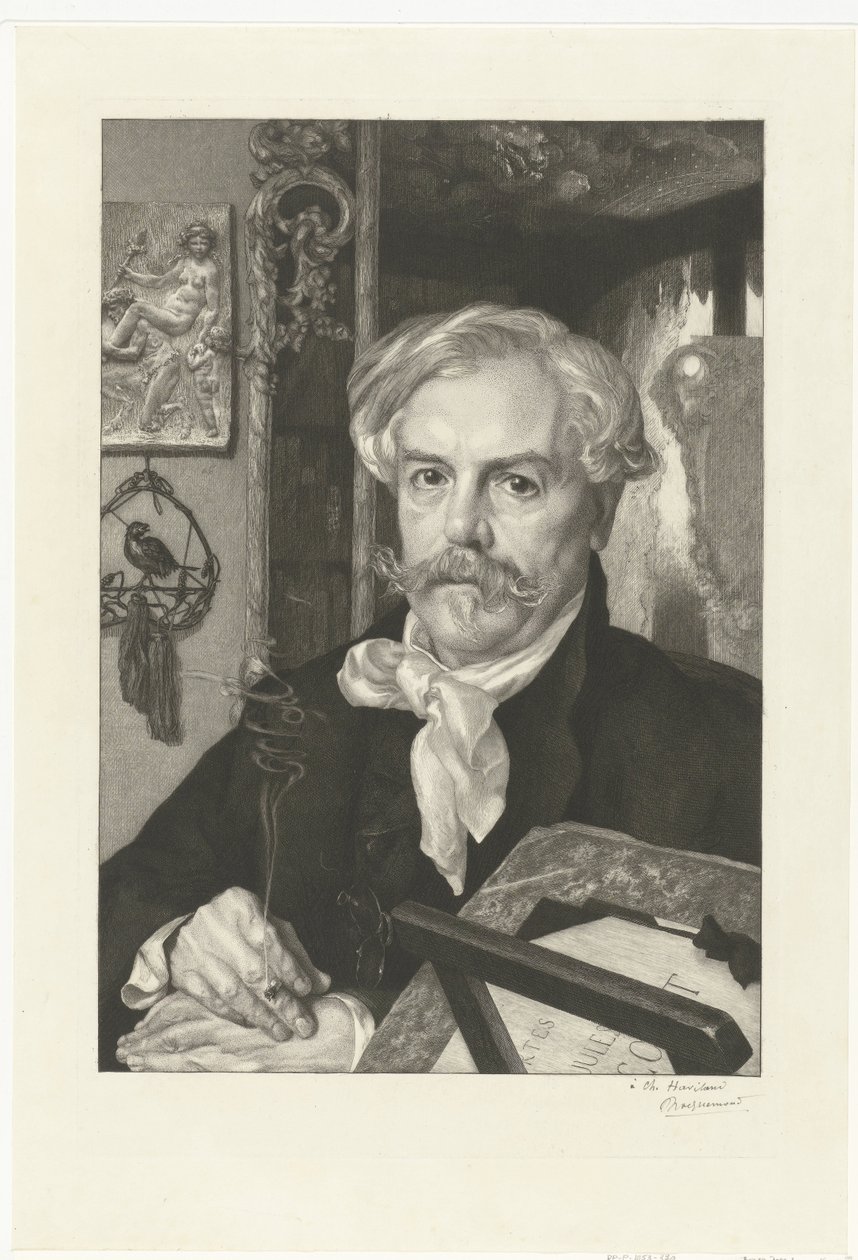 Portræt af forfatteren Edmond de Goncourt Portræt af Edmond de Goncourt af Felix Bracquemond
