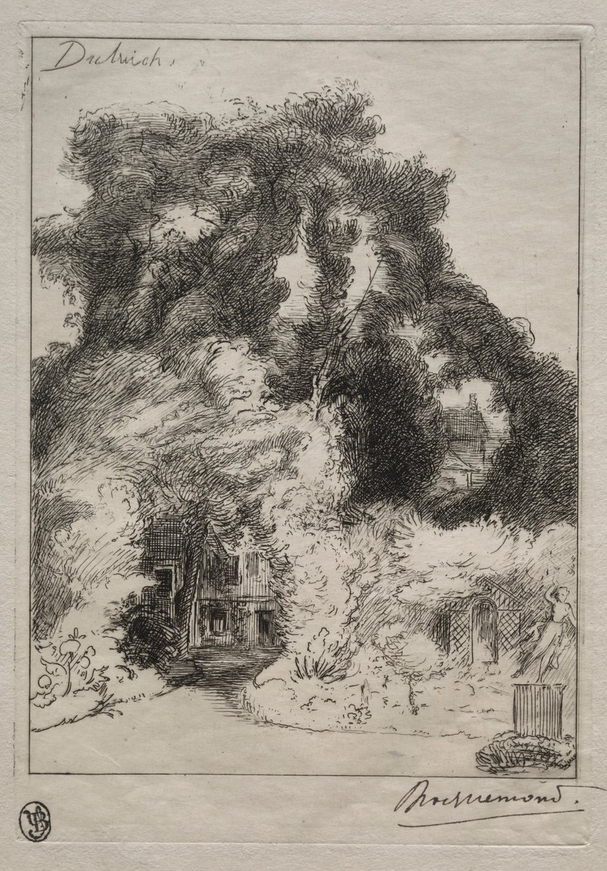 The Garden of the Inn at Dulwich, ca. 1870. af Felix Bracquemond