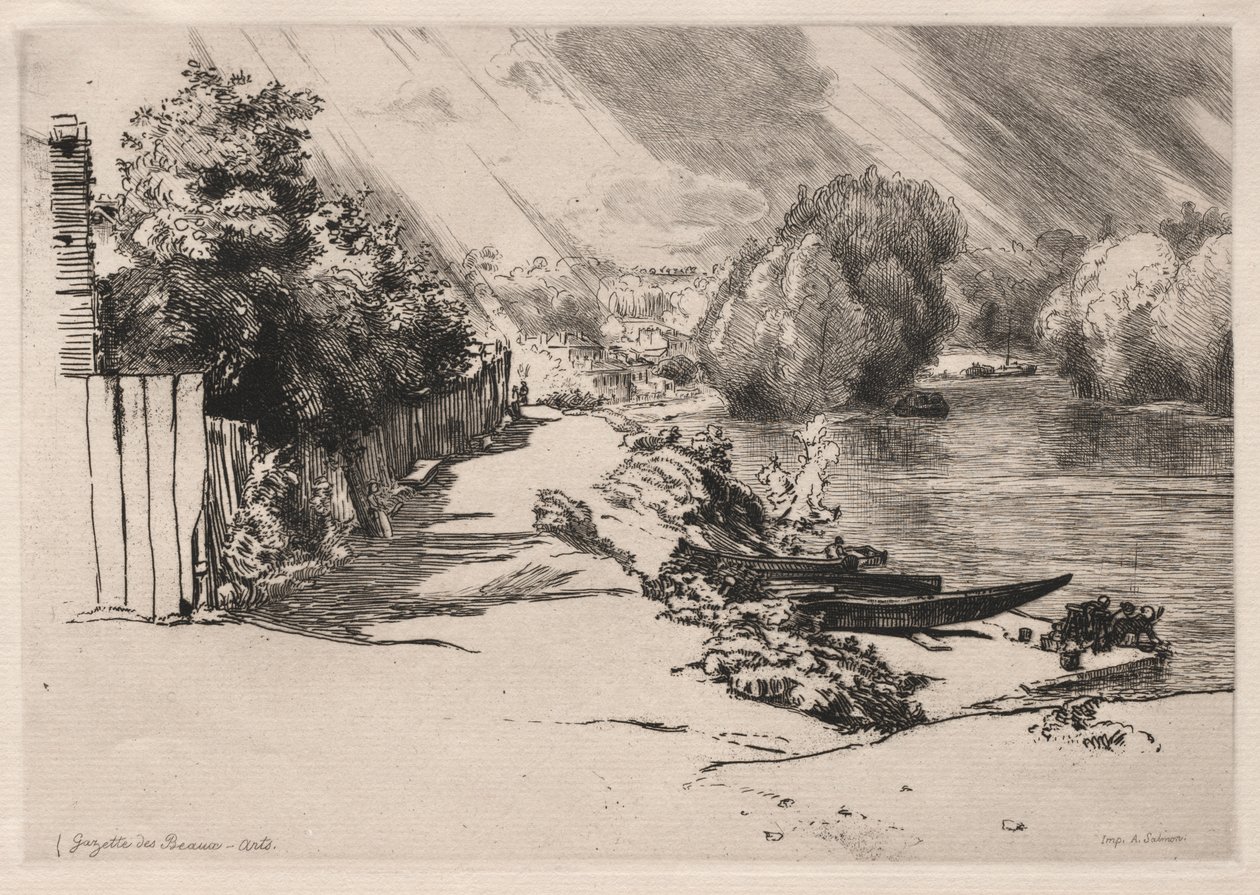 Seinen ved Bas-Meudon med Seguin- og Mottiaux-øerne af Felix Bracquemond