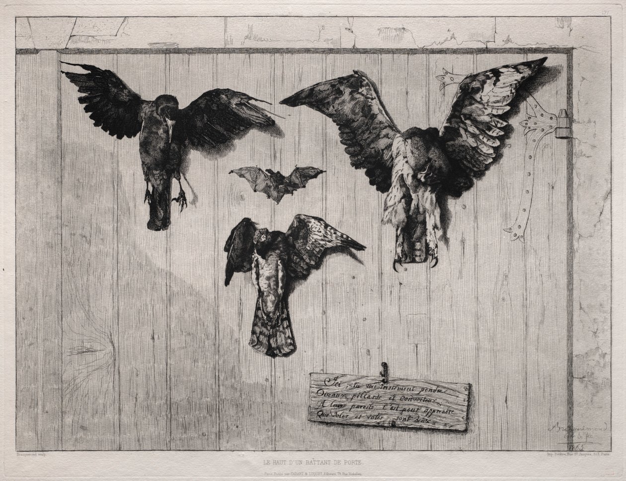The Top of the Swing-door, 1852 trykt 1865. af Felix Bracquemond