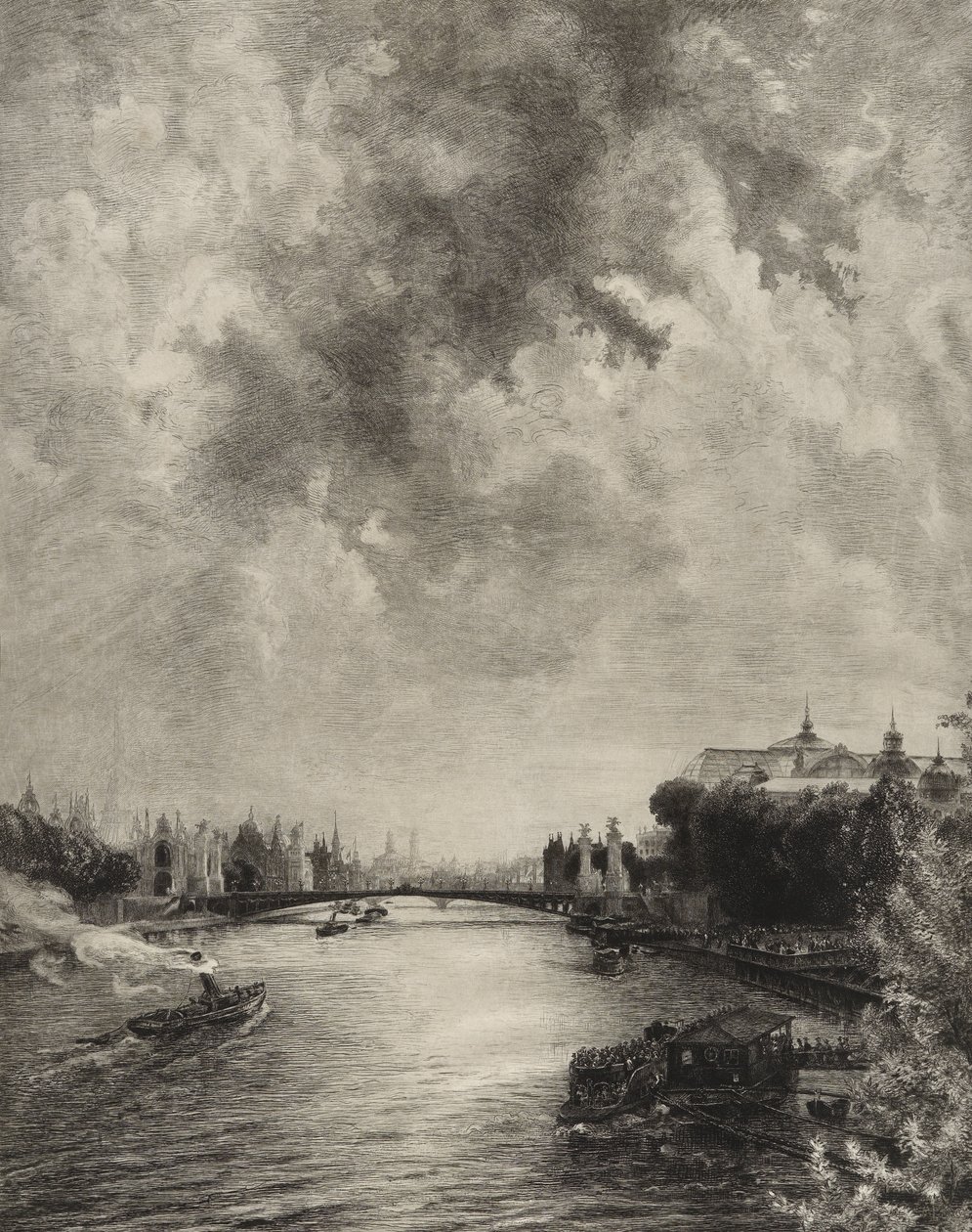 Uden titel (Udsigt over Seinen) af Felix Bracquemond