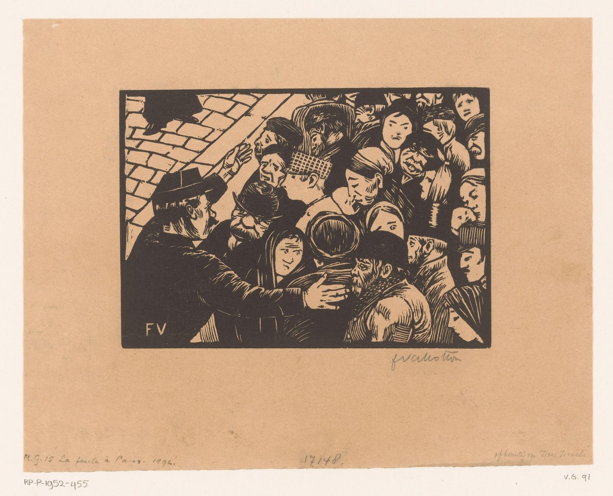 Politiet stopper en menneskemængde La foule i Paris af Felix Edouard Vallotton