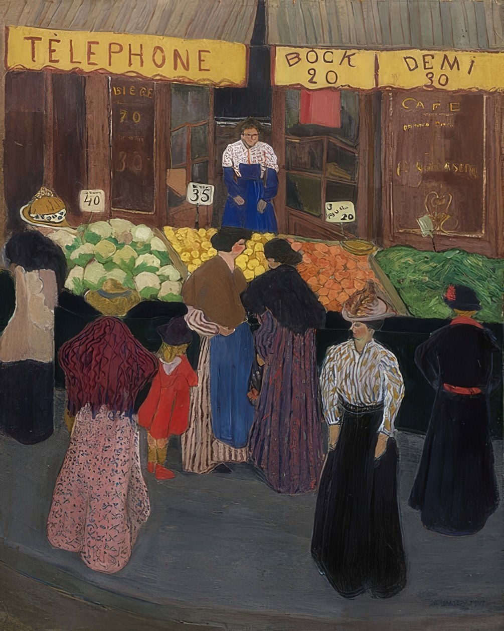 På markedet (Au marché). Omkring 1895 af Felix Edouard Vallotton