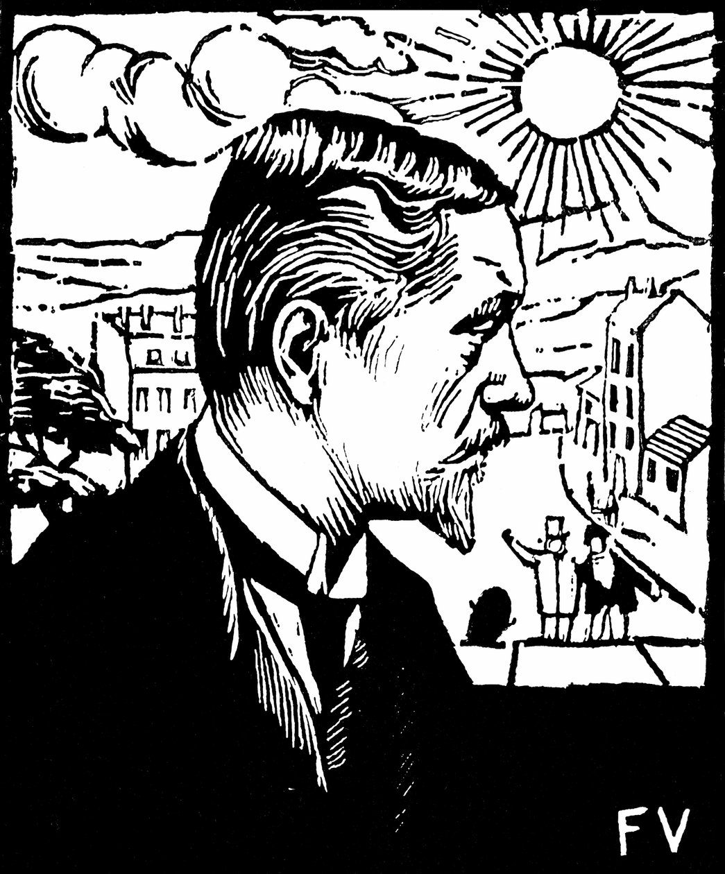 Selvportræt. Træsnit af Felix Edouard Vallotton (1865-1925), ca. 1890. Privat samling. af Felix Edouard Vallotton