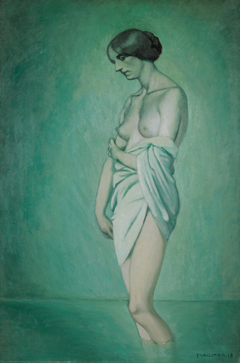 Bader i profil, effekt af grøn og pink, 1918 af Felix Edouard Vallotton