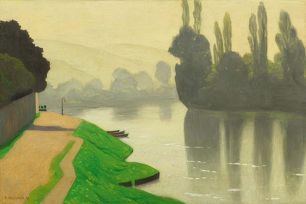 Morgentåge i Les Andelys. 1917 af Felix Edouard Vallotton
