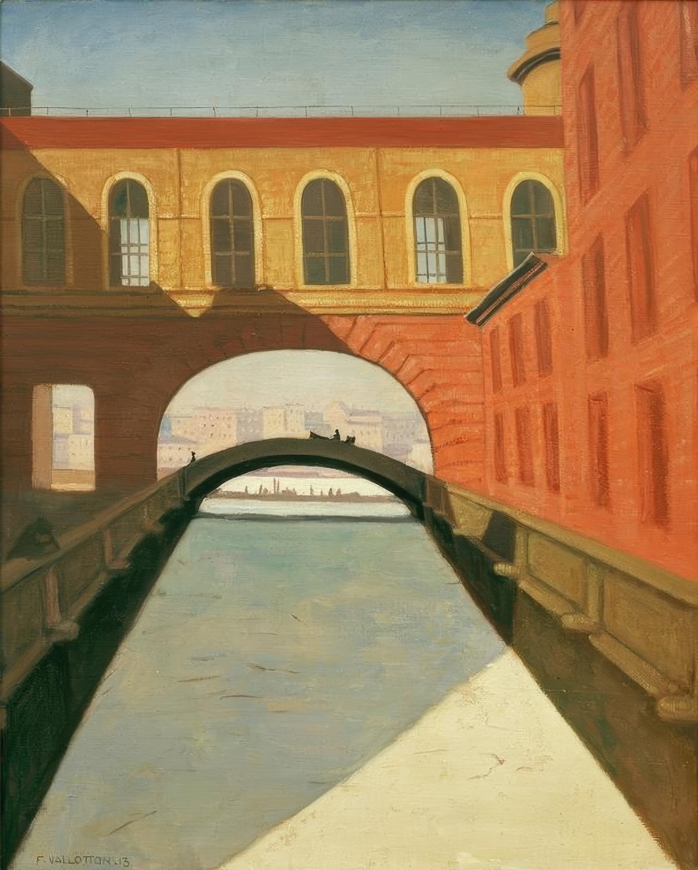 Frosset kanal og bro nær Eremitagen i St. Petersborg af Felix Edouard Vallotton