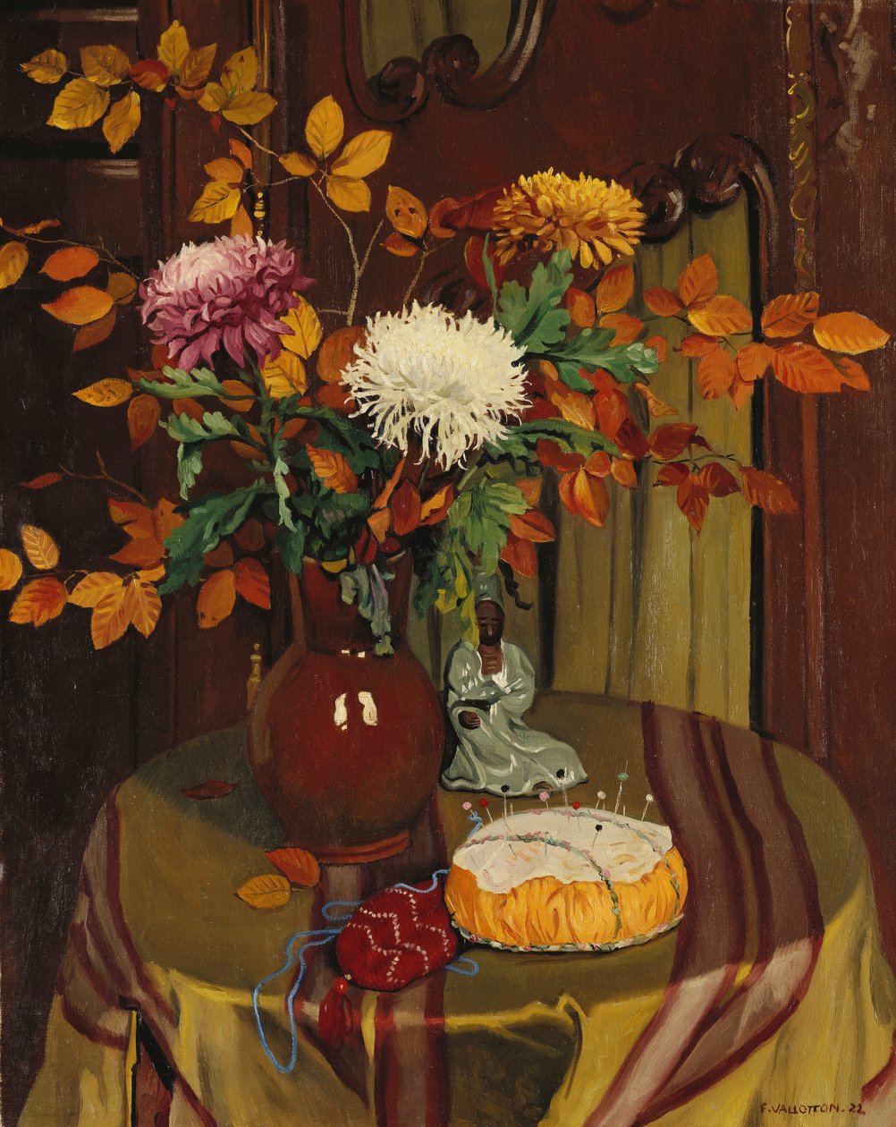 Krysantemum og efterårsblade; Krysantemum og efterårsløv, 1922 af Felix Edouard Vallotton