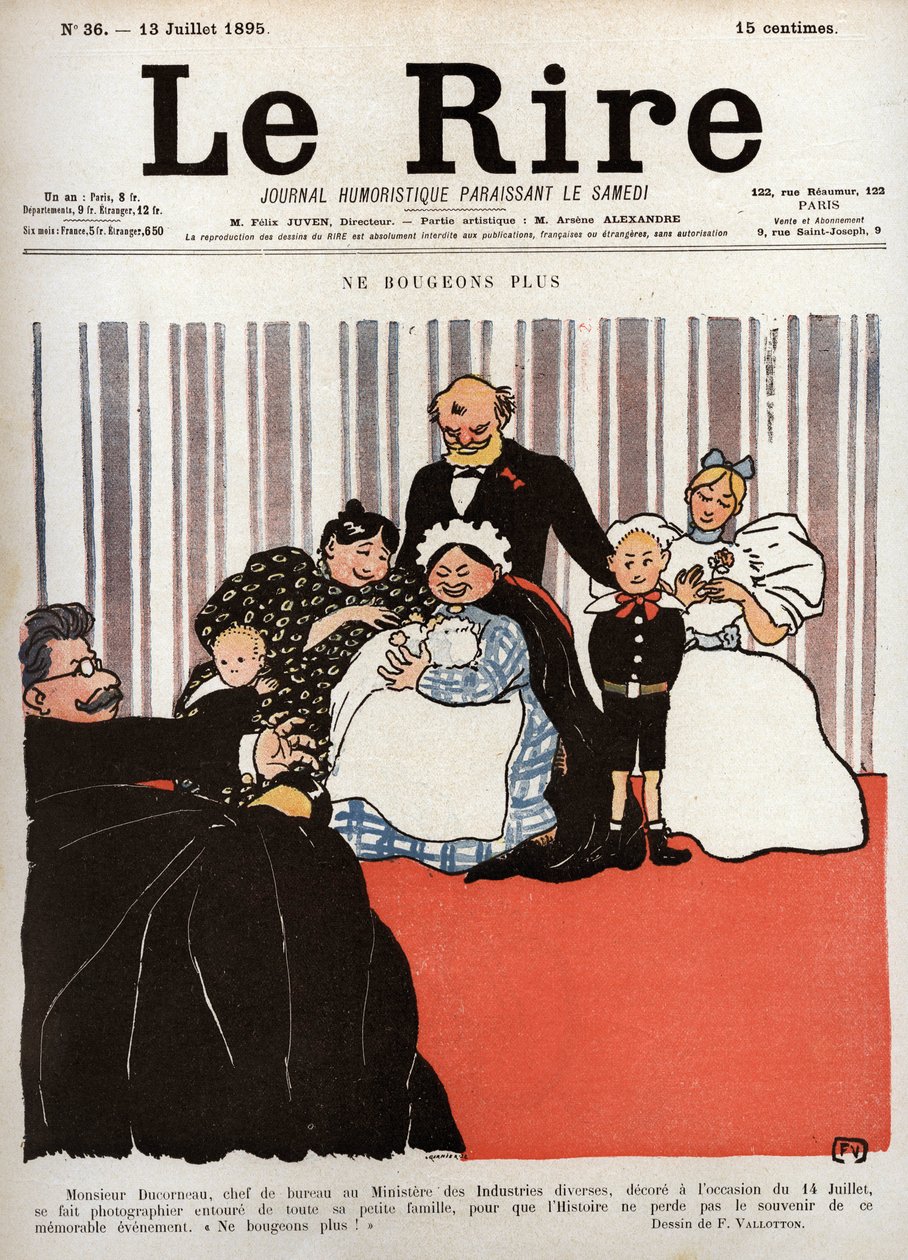 Forside af avisen "" Le Rire"", nr. 36, 13. juli 1895: "" Lad os ikke bevæge os mere" af Felix Edouard Vallotton
