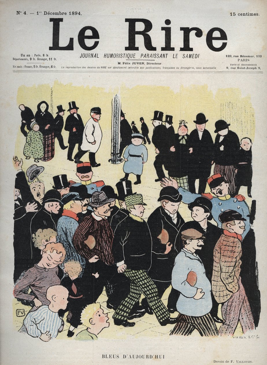 Forside af avisen "" Le Rire"", nr. 4, 1. december 1894: Blues of today - tegning af Felix Vallotton af Felix Edouard Vallotton
