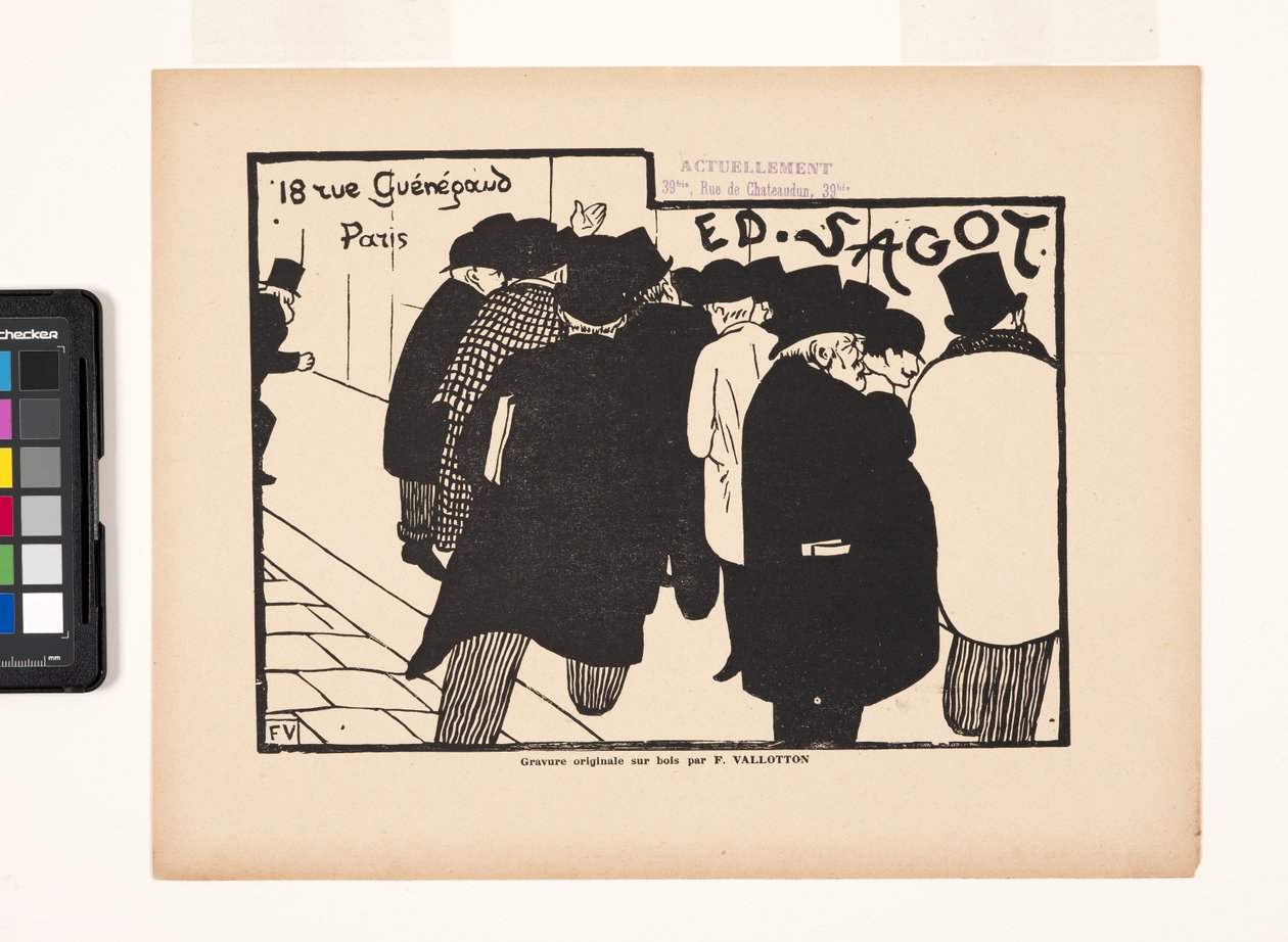 Ed Sagot--Lovers Of Prints (træbloktryk) af Felix Edouard Vallotton