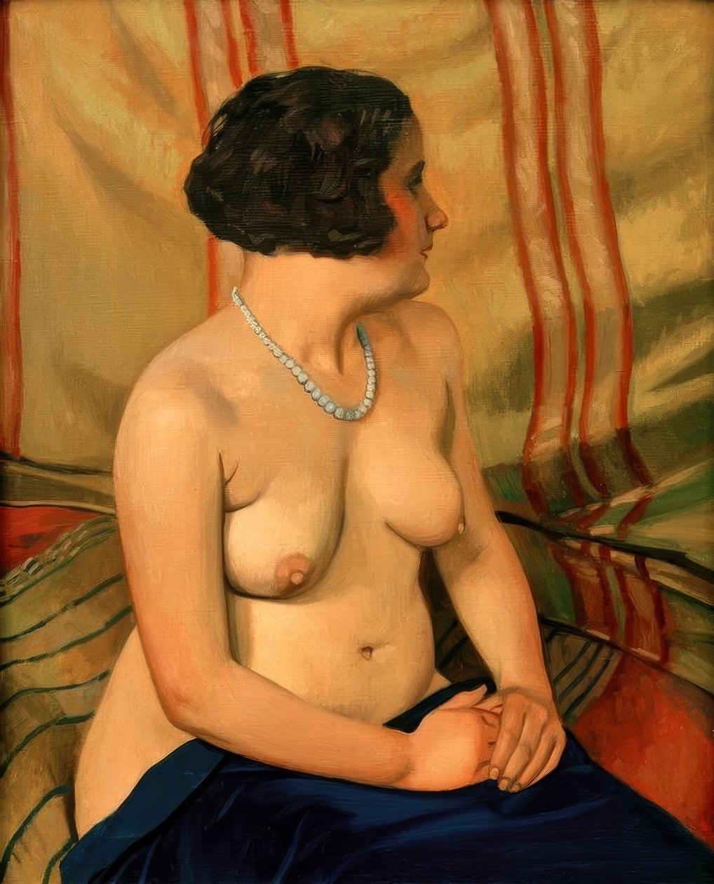 Femme au collier bleu (kvinde med en blå halskæde) af Felix Edouard Vallotton