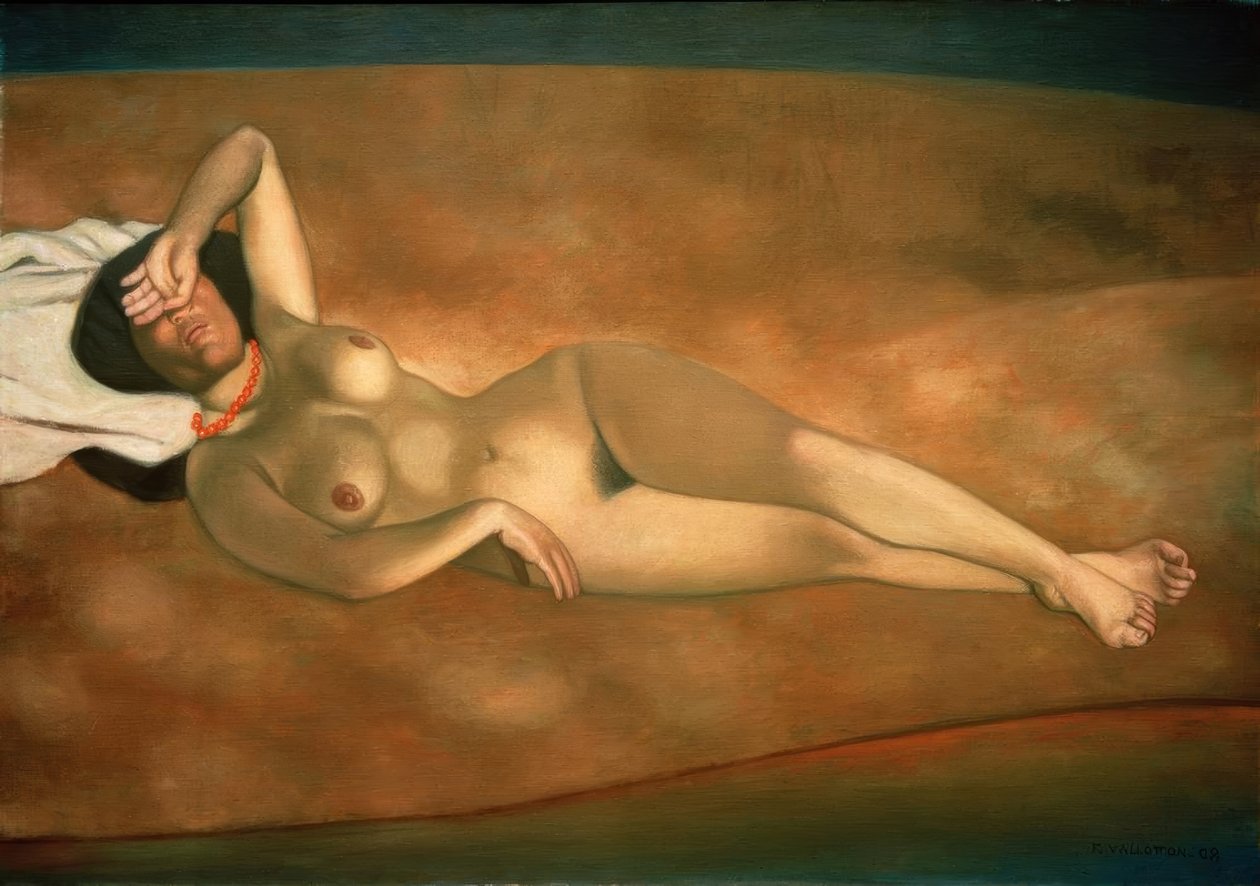 Kvinde liggende på sandet af Felix Edouard Vallotton