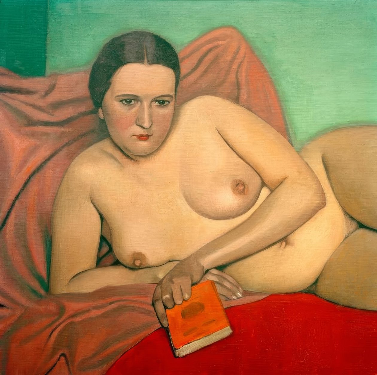 Nøgen kvinde holder en bog af Felix Edouard Vallotton