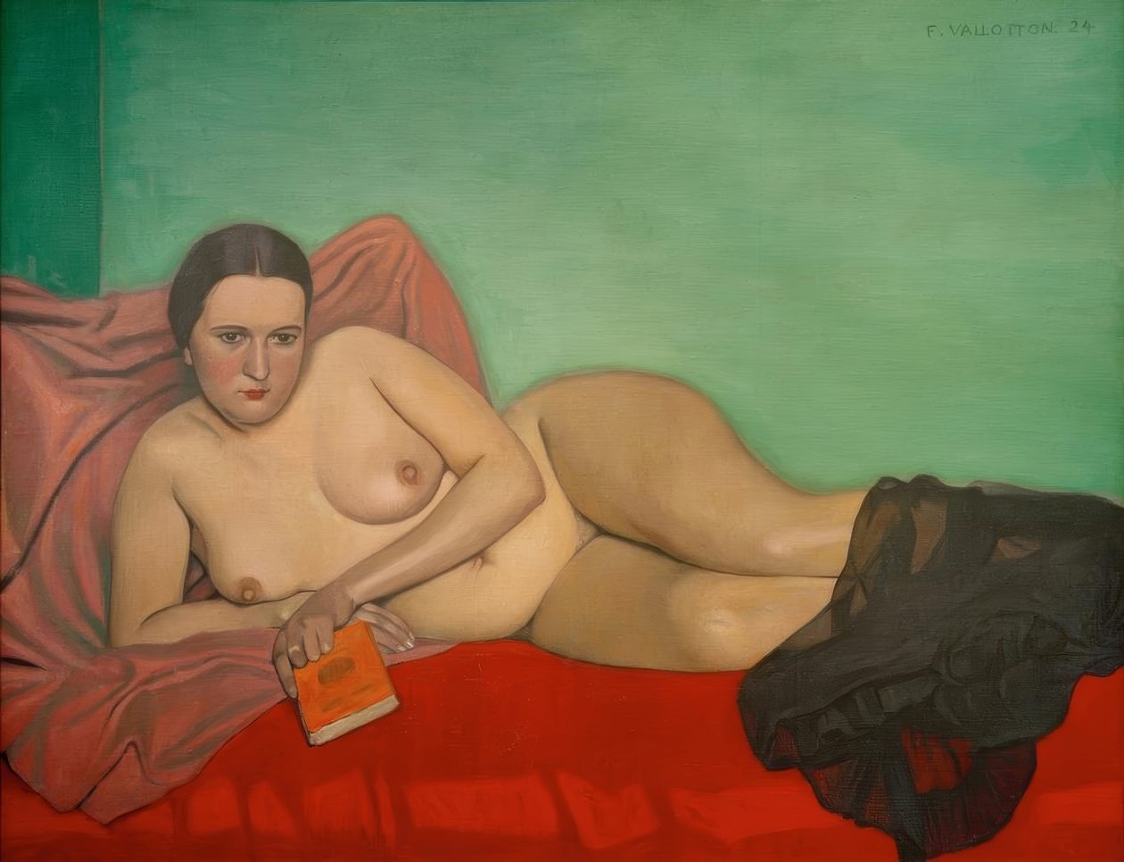 Nøgen kvinde holder en bog af Felix Edouard Vallotton