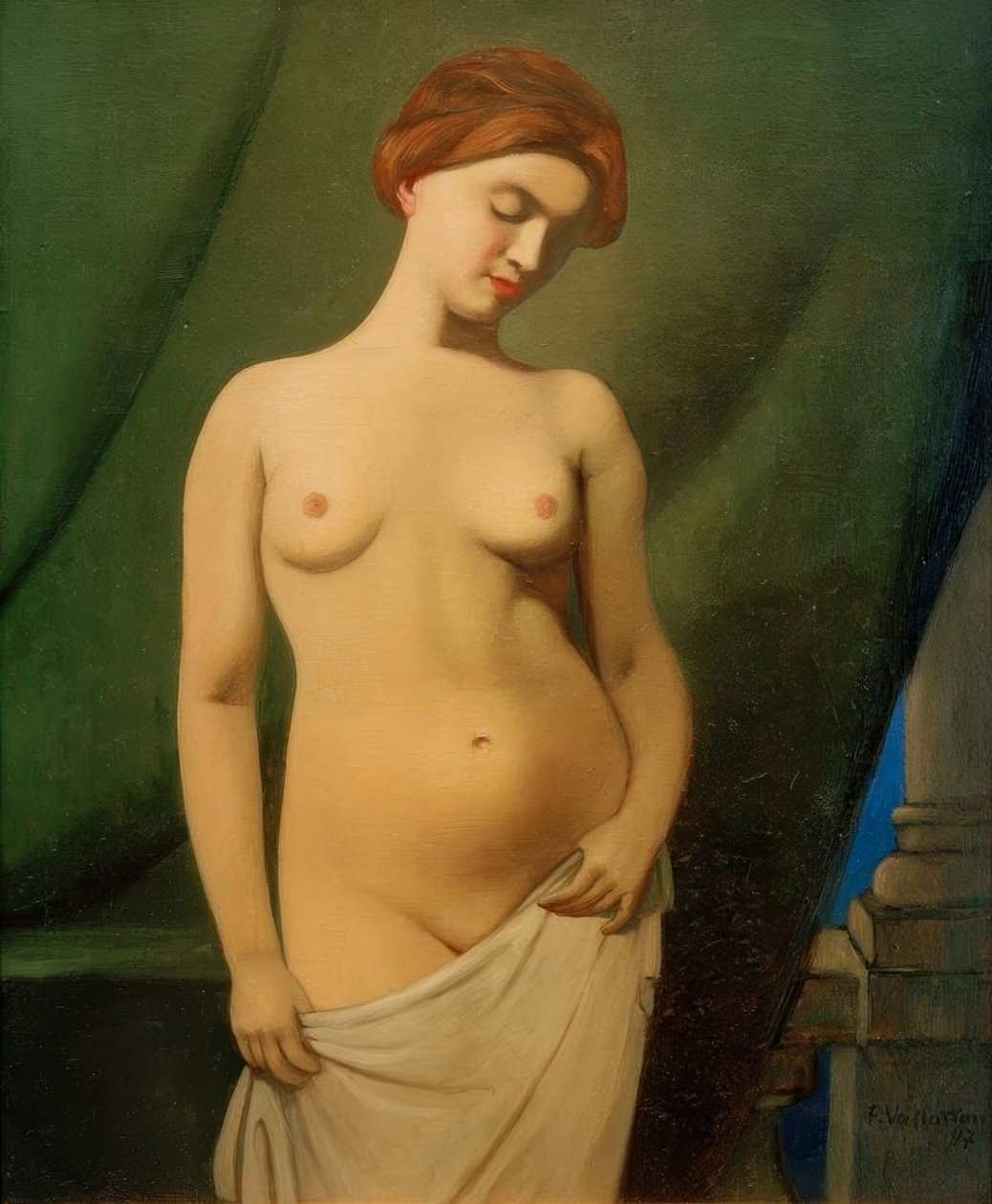 Nøgne kvinder, grønt gardin af Felix Edouard Vallotton