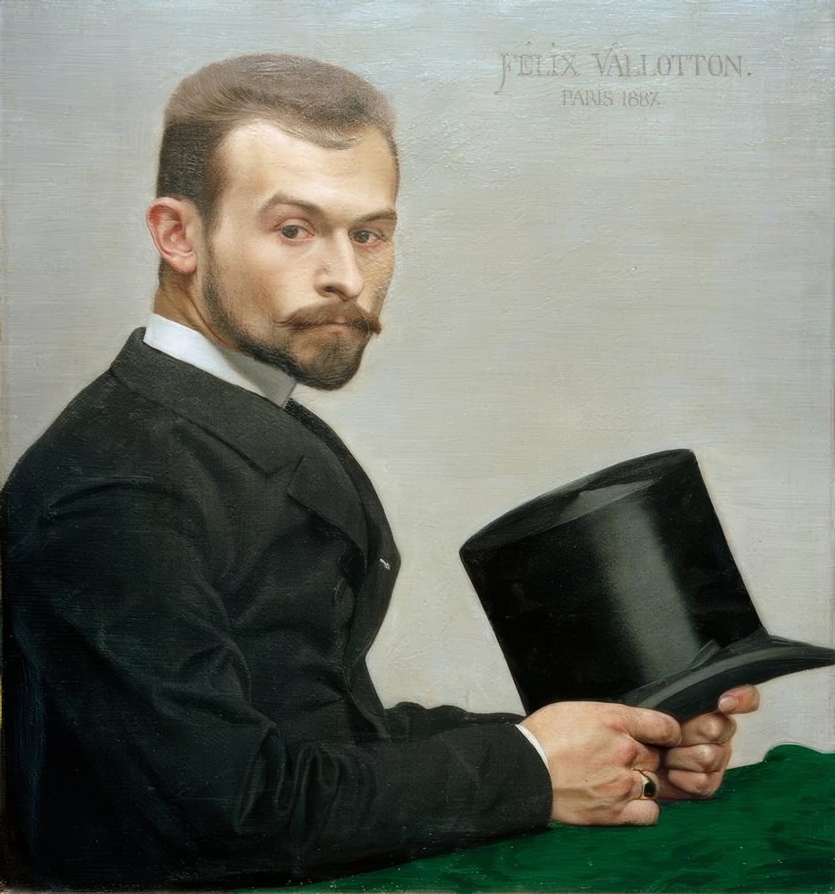 Félix Jasinski holder sin hat af Felix Edouard Vallotton