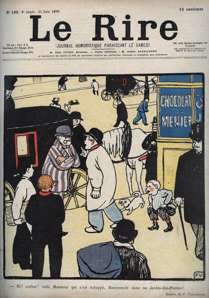 Hej! Træner! Forside af avisen "" Le Rire"", af 23. juni 1898, tegning af Felix Vallotton af Felix Edouard Vallotton