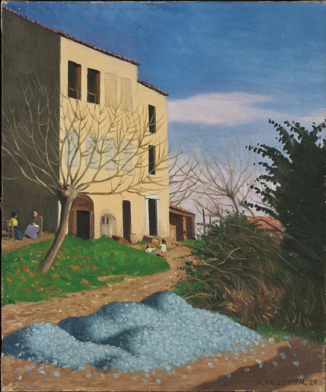 Hus i solen, blå sten, 1920 af Felix Edouard Vallotton