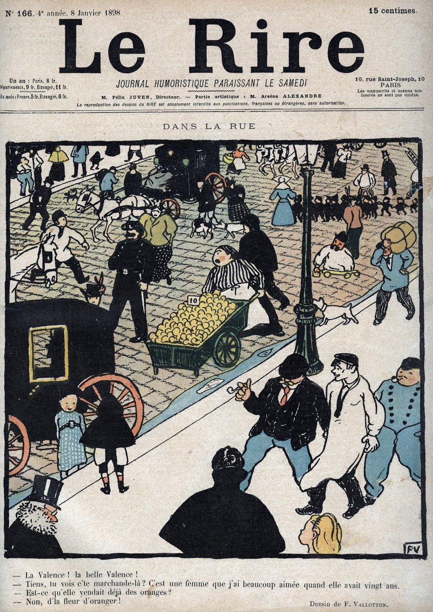 På gaden - Forside af avisen "" Le Rire"", af 6. januar 1898, tegning af Felix Vallotton af Felix Edouard Vallotton
