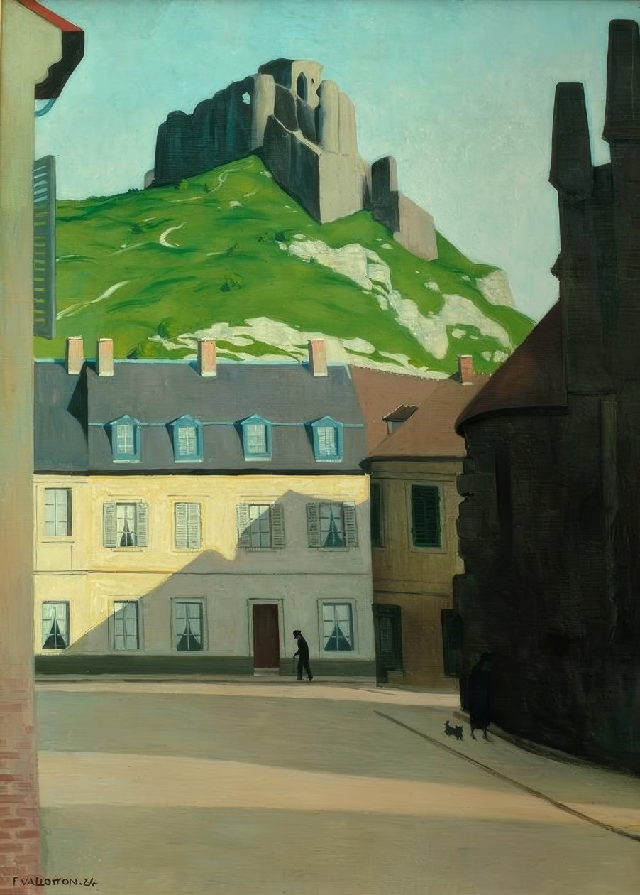 Chateau Gaillard og Place des Andelys af Felix Edouard Vallotton
