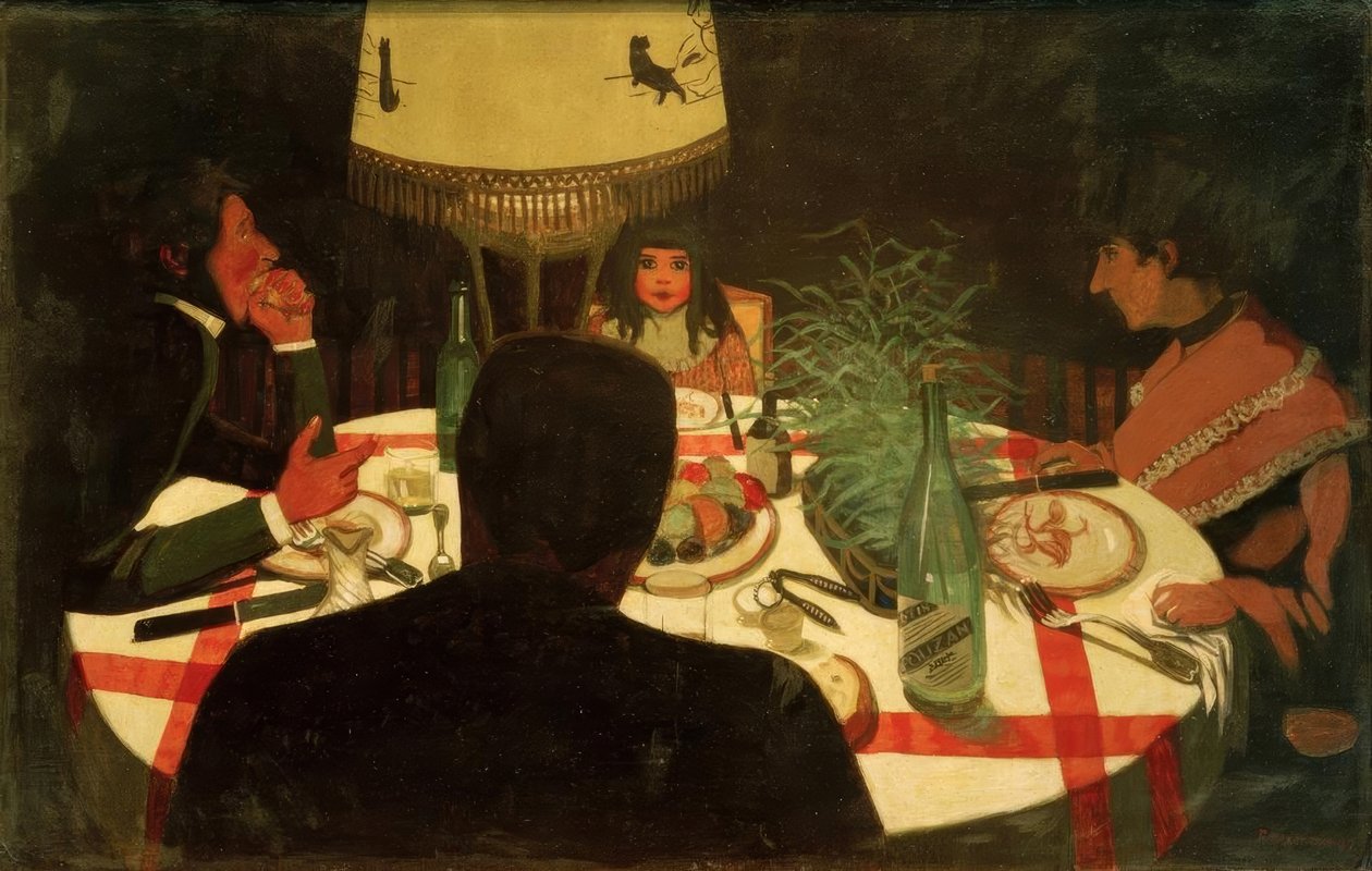 Aftensmad, lampeeffekt af Felix Edouard Vallotton