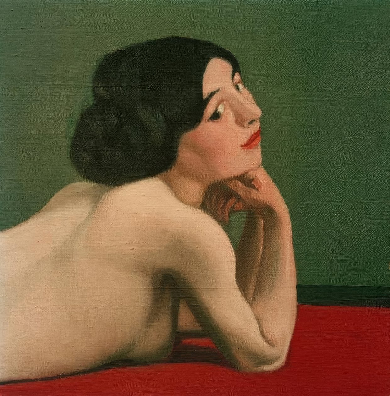Nøgen liggende ved den røde løber af Felix Edouard Vallotton