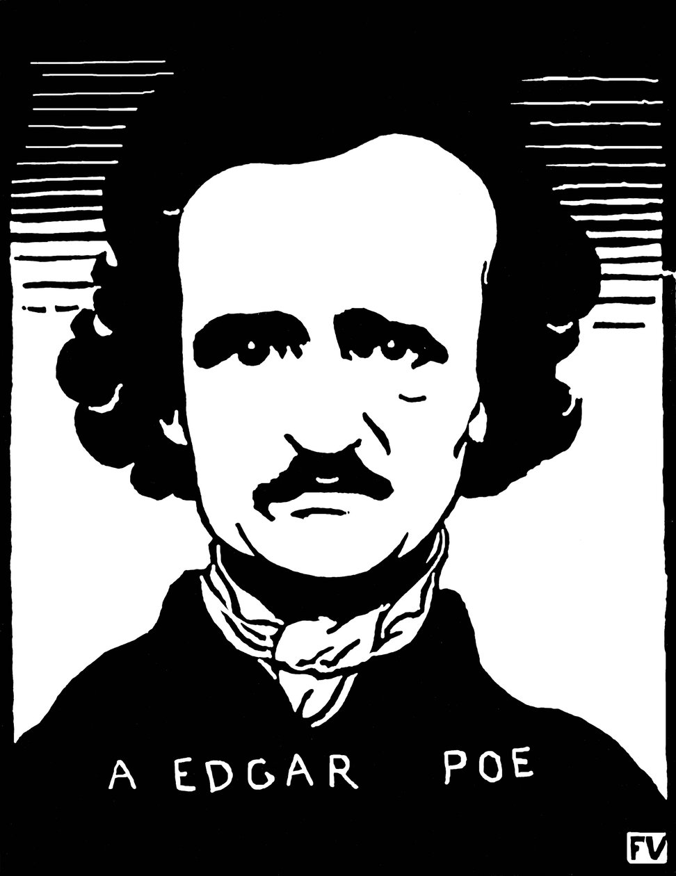 Portræt af Edgar Allan Poe (1809-1849). Maleri af Felix Edouard Vallotton (1865-1925) af Felix Edouard Vallotton