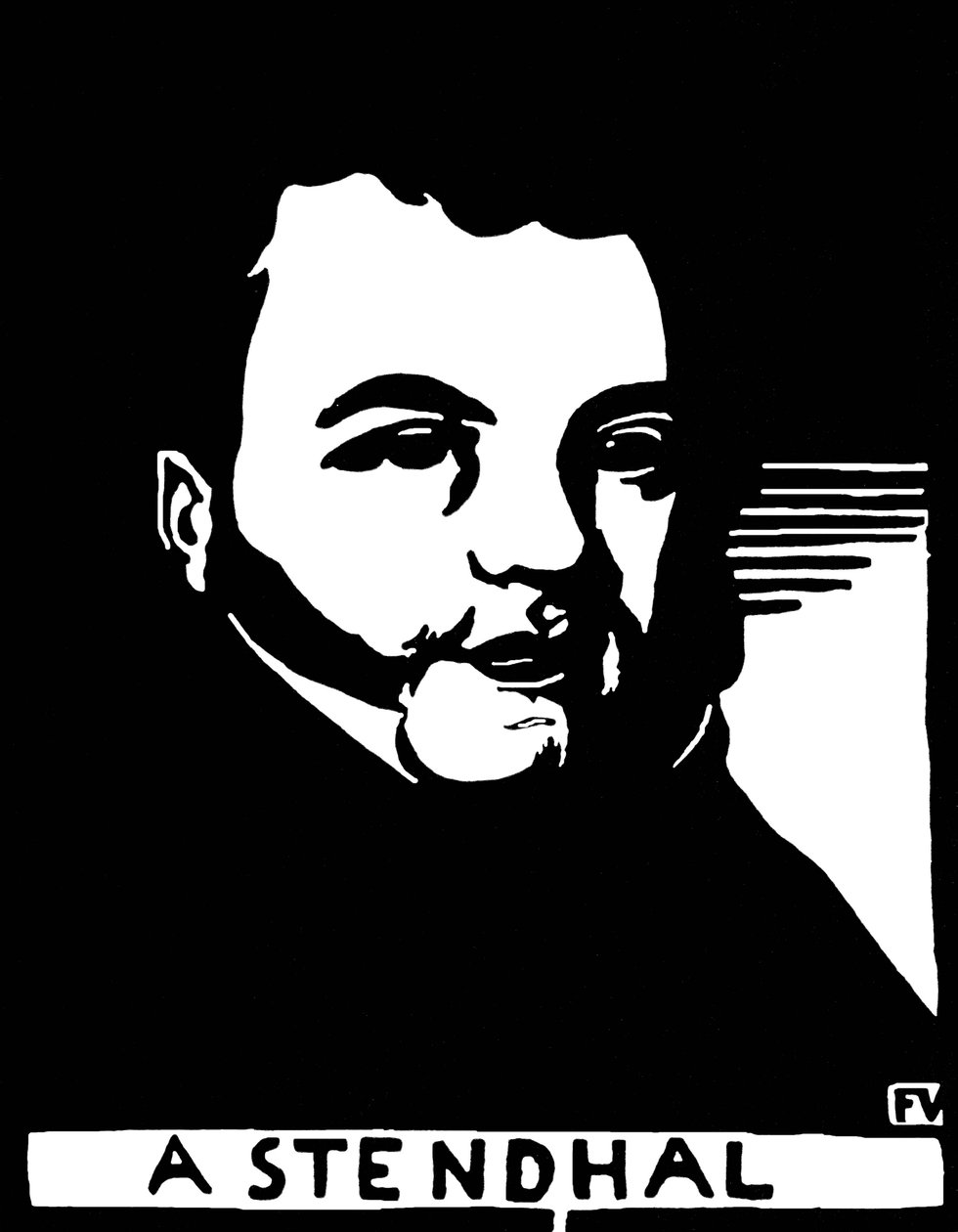 Portræt af Henri Beyle Stendhal (1783-1842), fransk forfatter. Gravering af Felix Edouard Vallotton (1865-1925) af Felix Edouard Vallotton