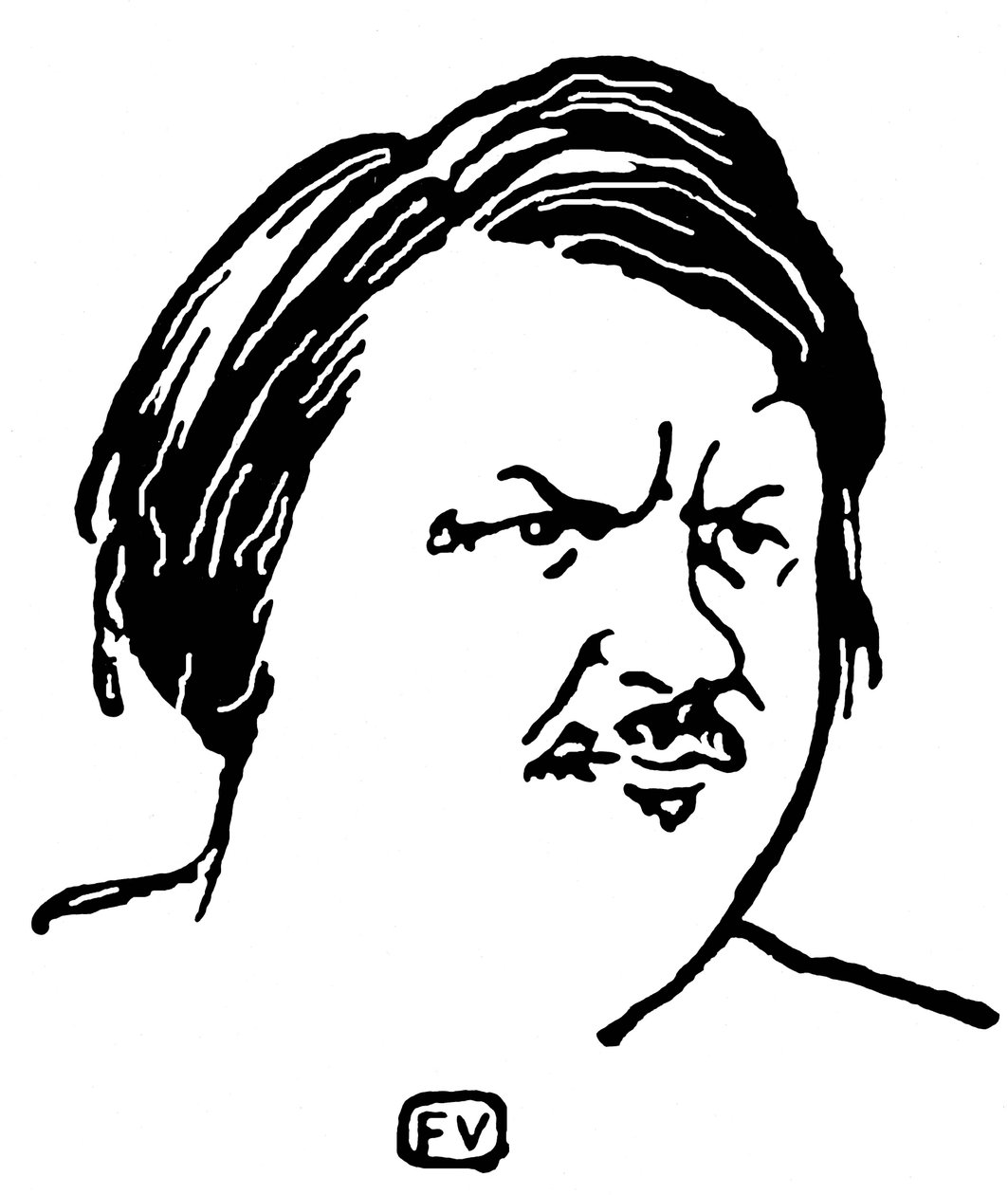 Portræt af Honore de Balzac (1799-1850) af Felix Edouard Vallotton