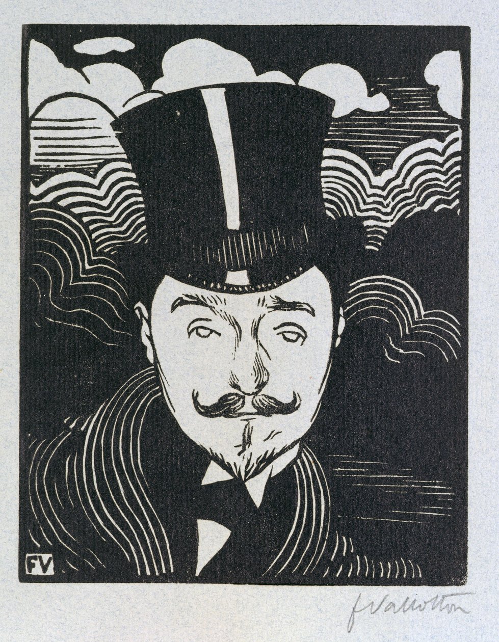 Portræt af Romain Coolus (1865-1952) (træsnit) af Felix Edouard Vallotton