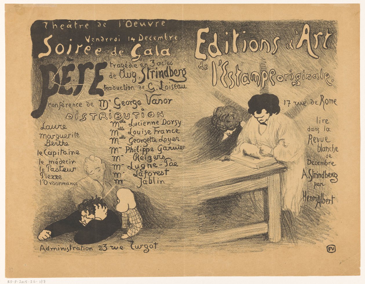 Program for en gallaforestilling af Le Père, en tragedie af August Strindberg i Théâtre de l