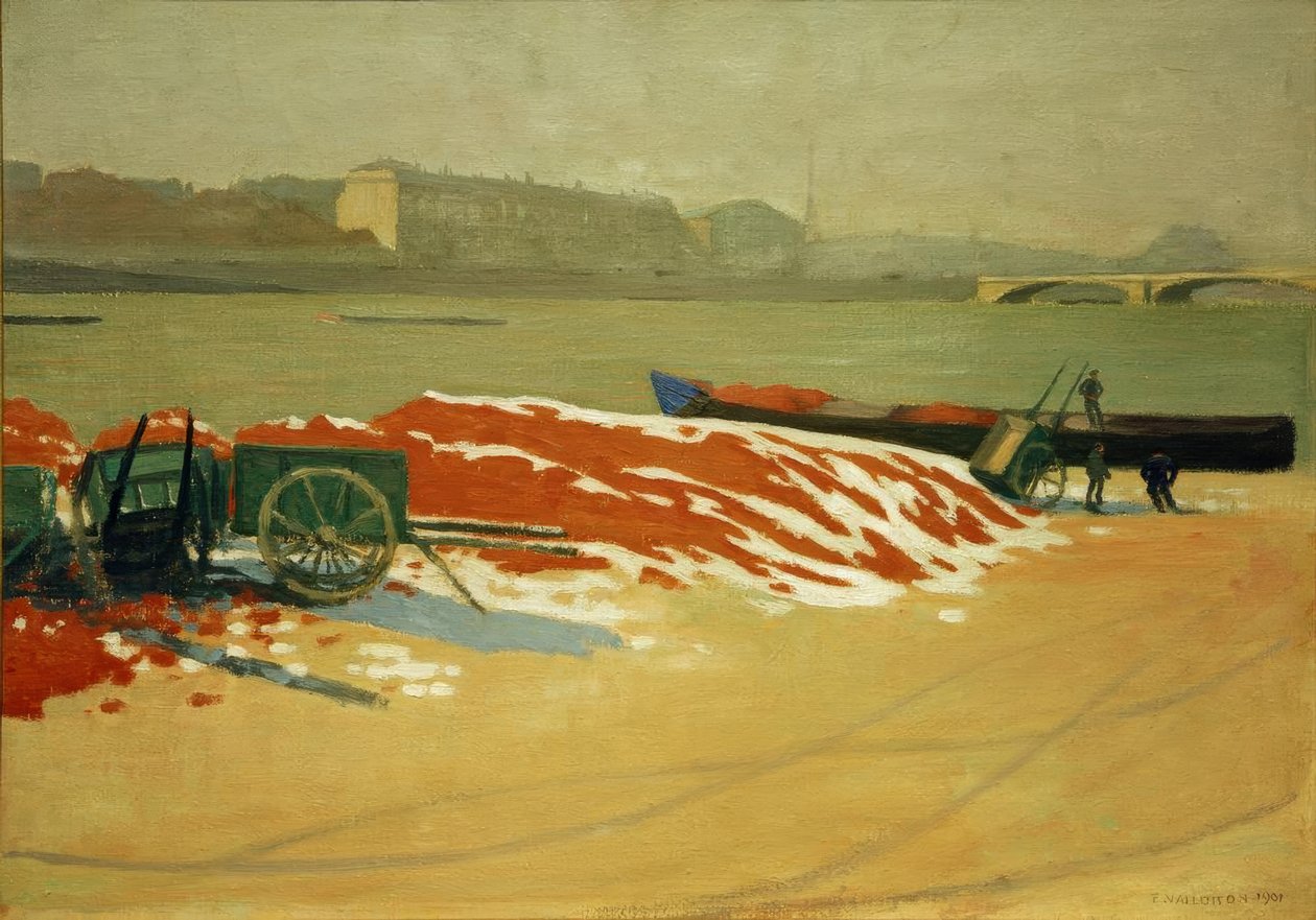 Quai de Seine med rødt sand af Felix Edouard Vallotton