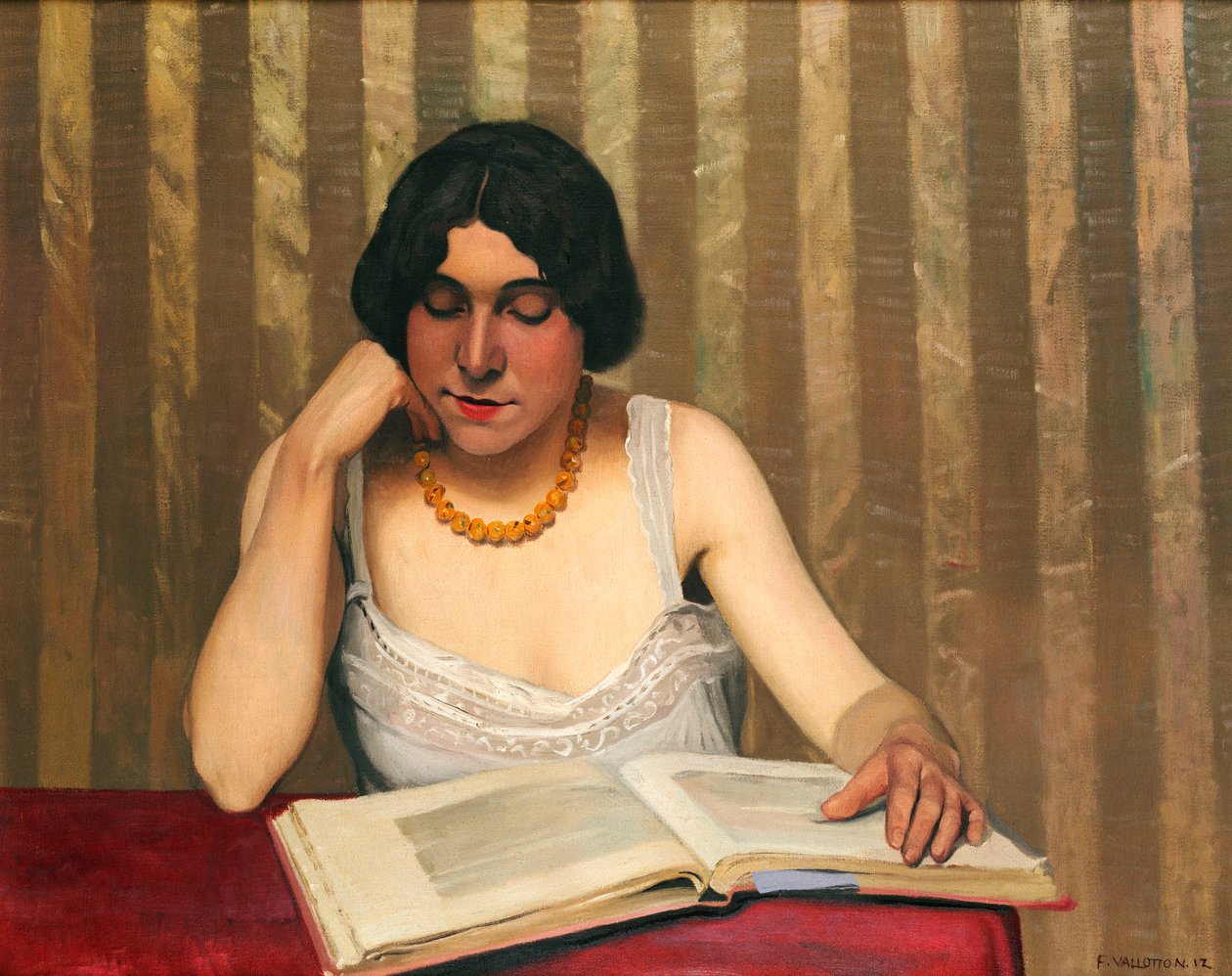 Læser med en gul halskæde, 1912 af Felix Edouard Vallotton