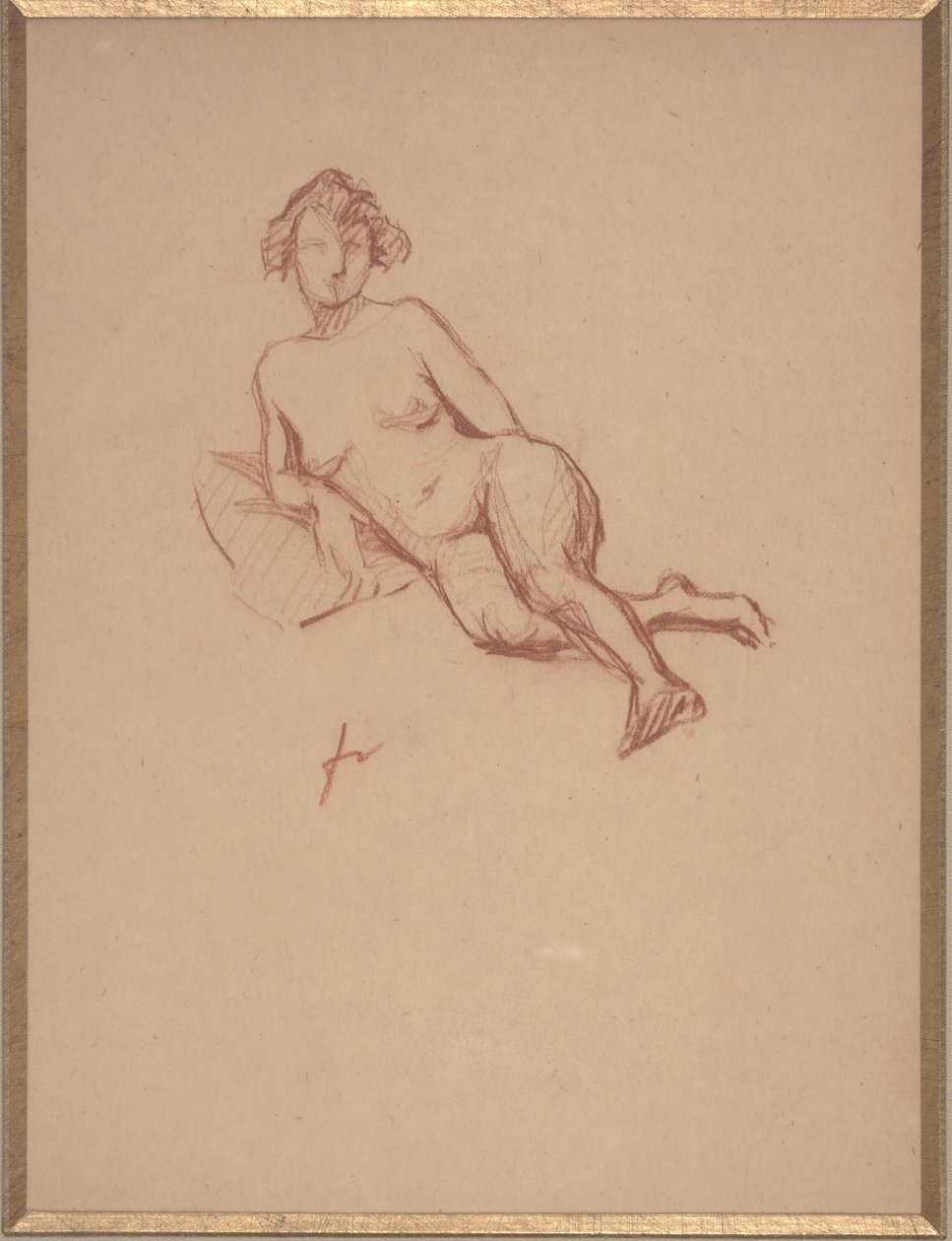 Liggende nøgen kvinde (rødt kridt på papir) af Felix Edouard Vallotton