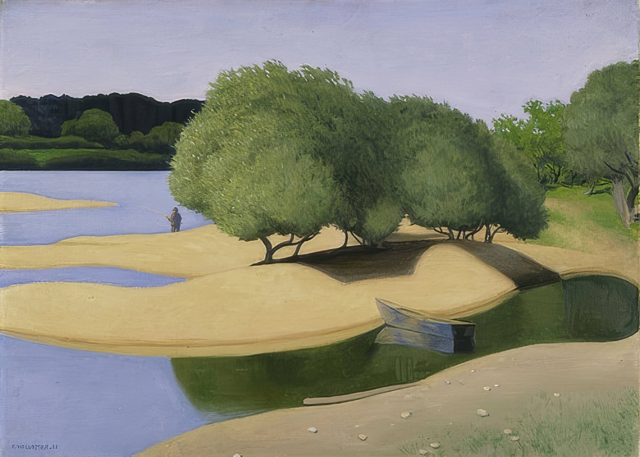 Sandbänke an der Loire (Des Sables ved bredden af ​​Loire). 1923 af Felix Edouard Vallotton