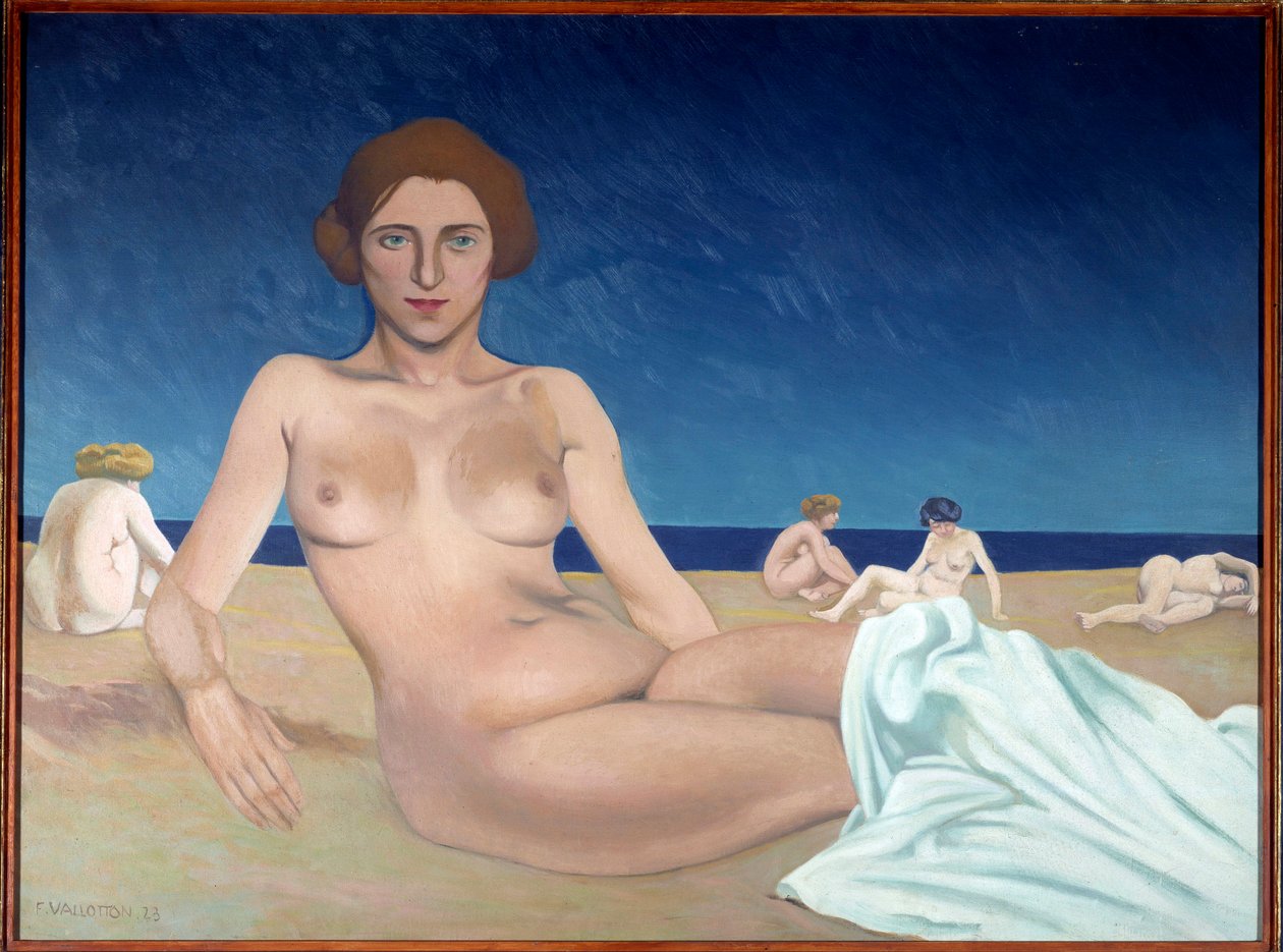 Solbadning på stranden Maleri af Felix Vallotton (1865-1925) 1923 Rouen, Musee des Beaux Arts af Felix Edouard Vallotton