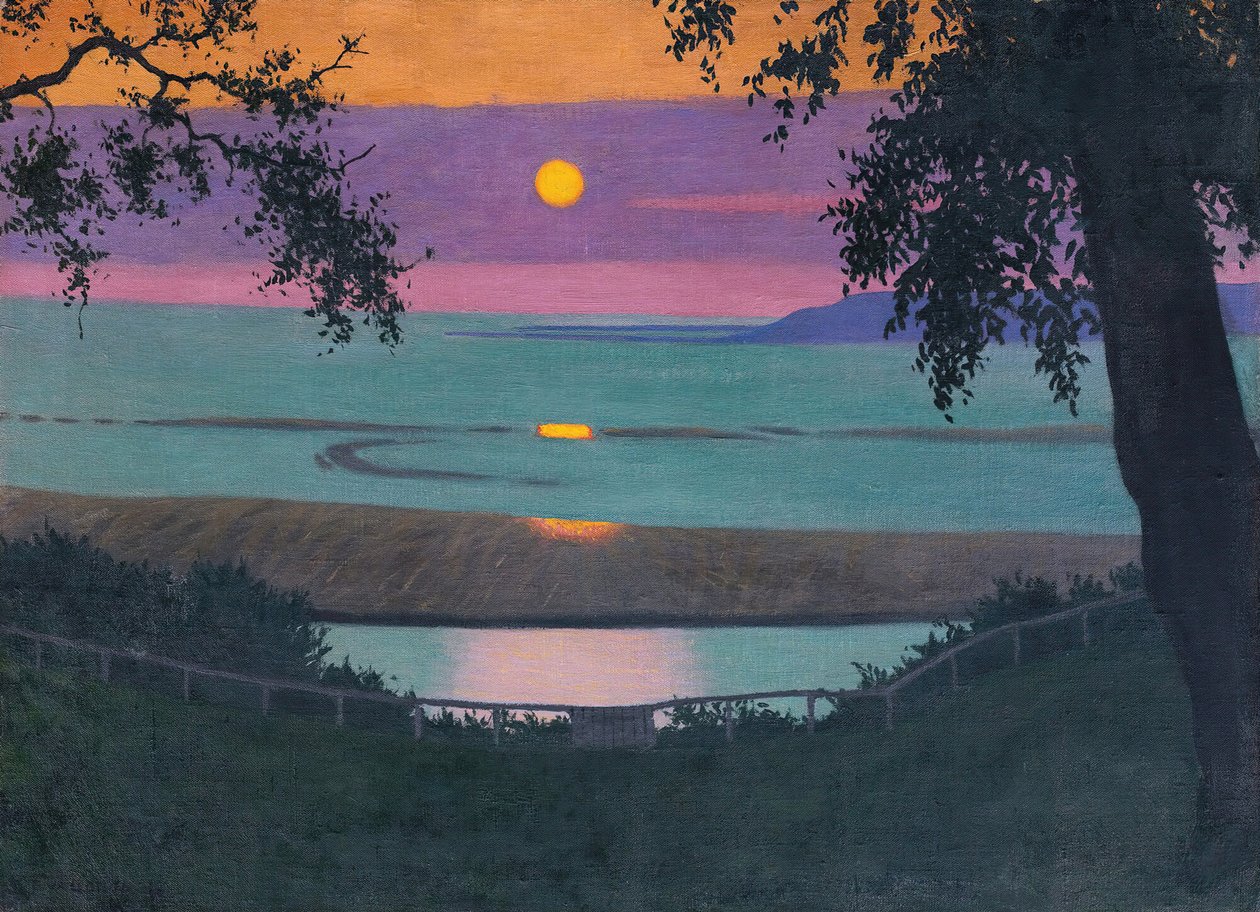 Sunset At Grace, Orange And Violet Sky, 1918. af Felix Edouard Vallotton