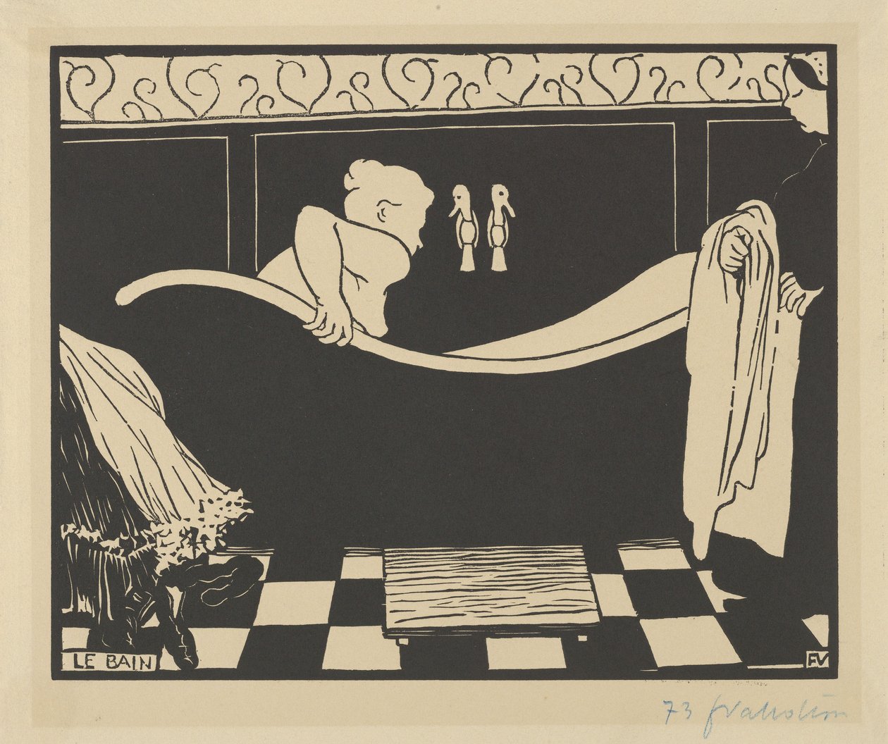 The Bath (Le Bain), 1894 (træsnit på cremevævet papir) af Felix Edouard Vallotton