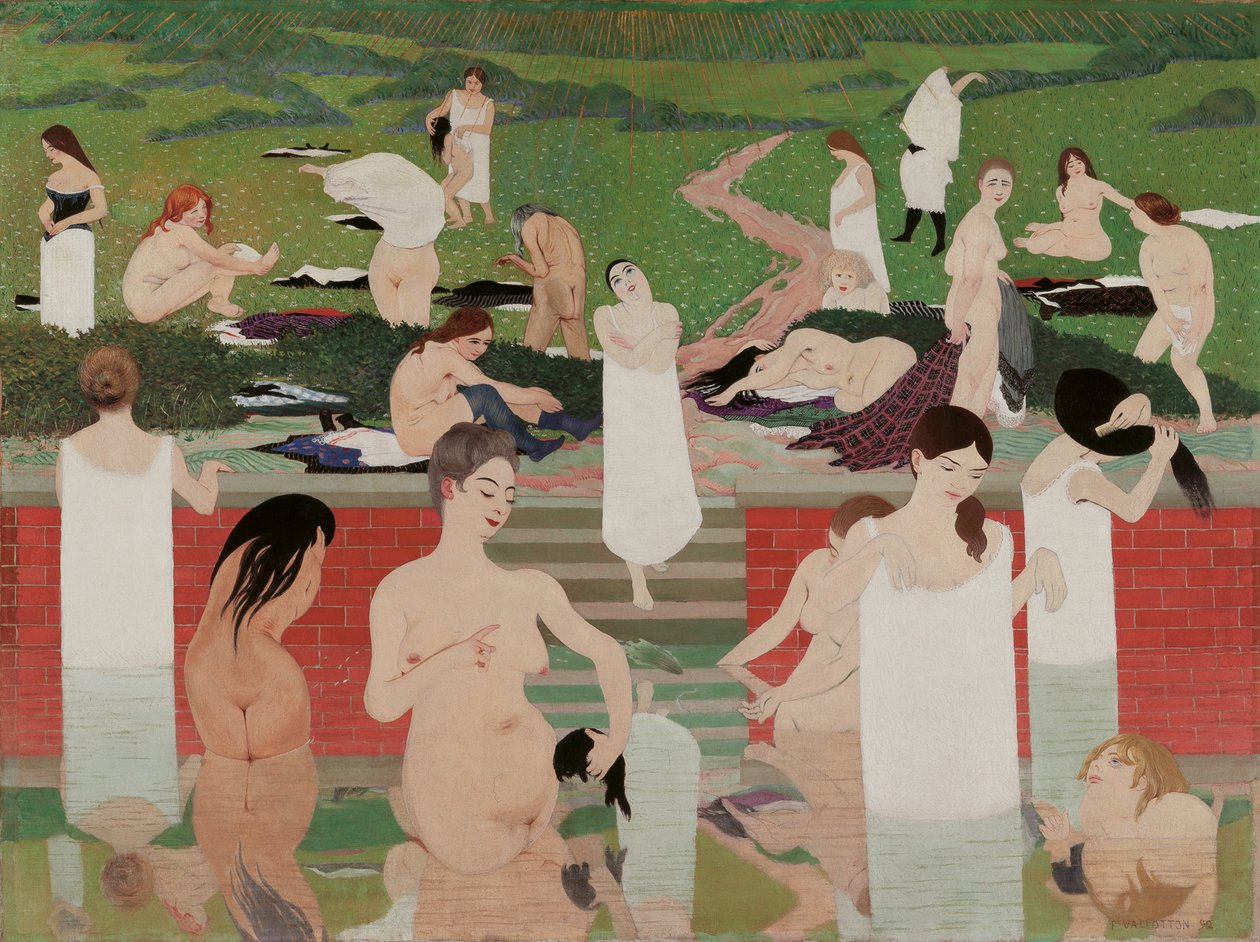 Badet: Sommeraften Badet ved Sommeraften, 1892-1893 af Felix Edouard Vallotton