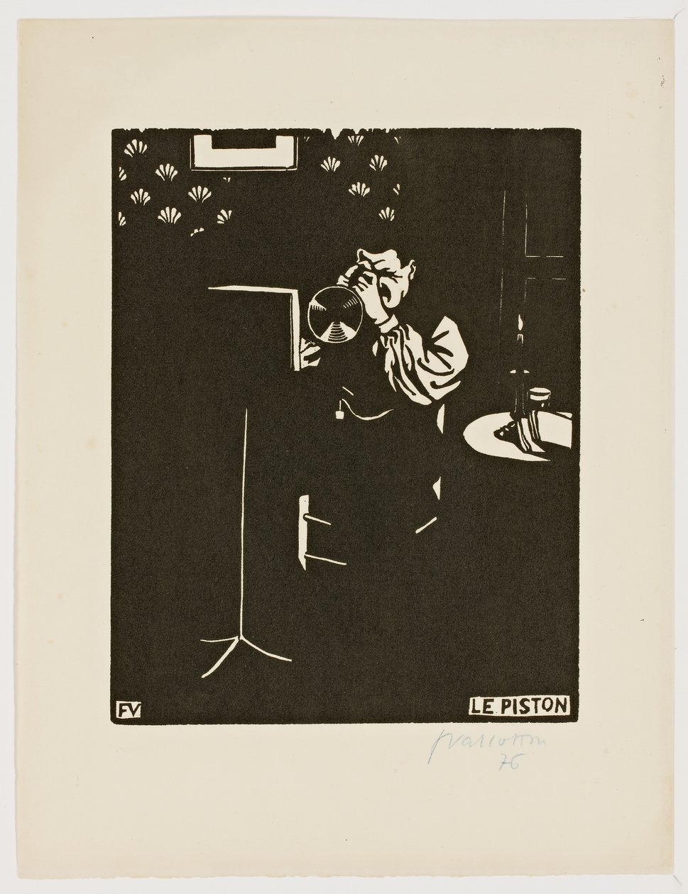 Kornetten, fra serien "Musikinstrumenter", 1896-97 af Felix Edouard Vallotton