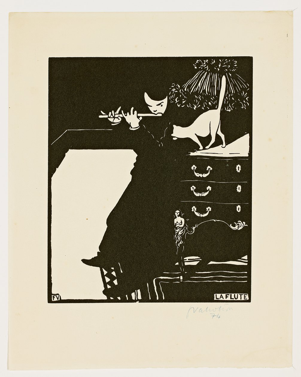 Fløjten, fra serien "Musikinstrumenter", 1896-97 af Felix Edouard Vallotton