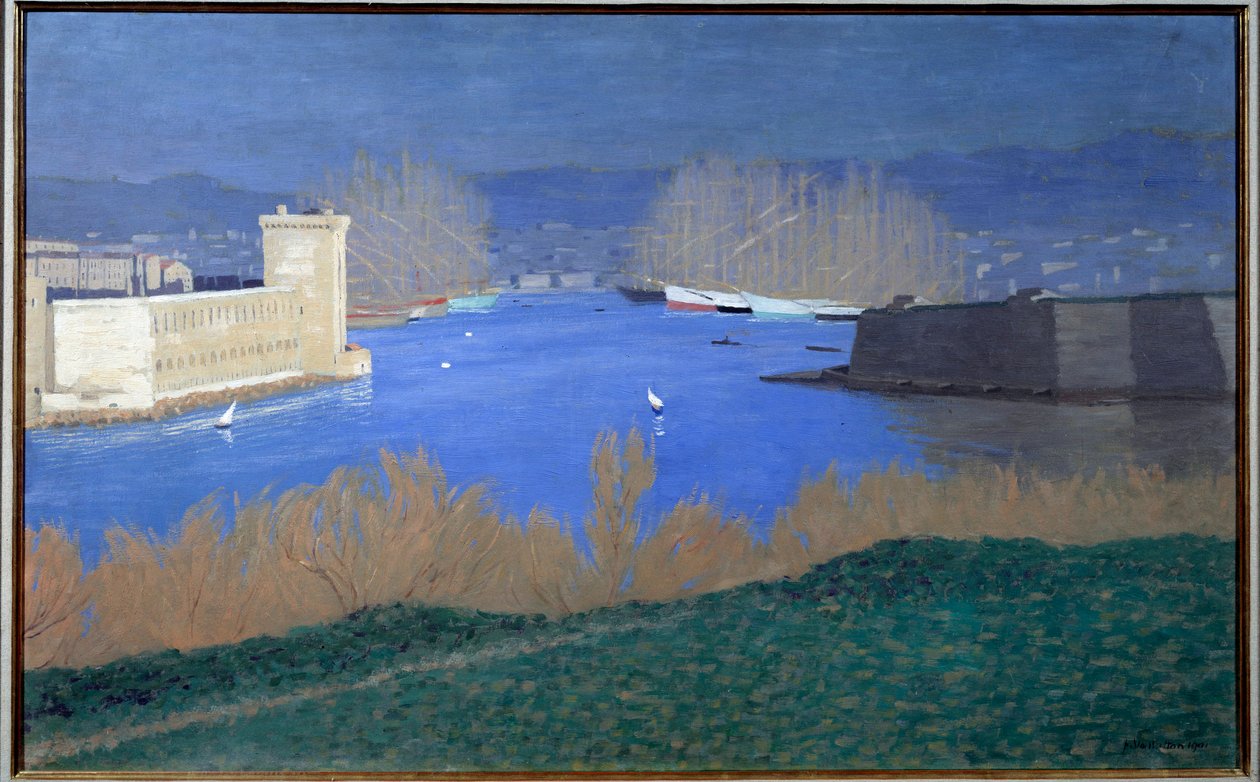 Udsigt over havnen i Marseille Maleri af Felix Vallotton (1865-1925) 1901 Privat samling - Udsigt over havnen i Marseille. Maleri af Felix Vallotton (1865-1925) af Felix Edouard Vallotton