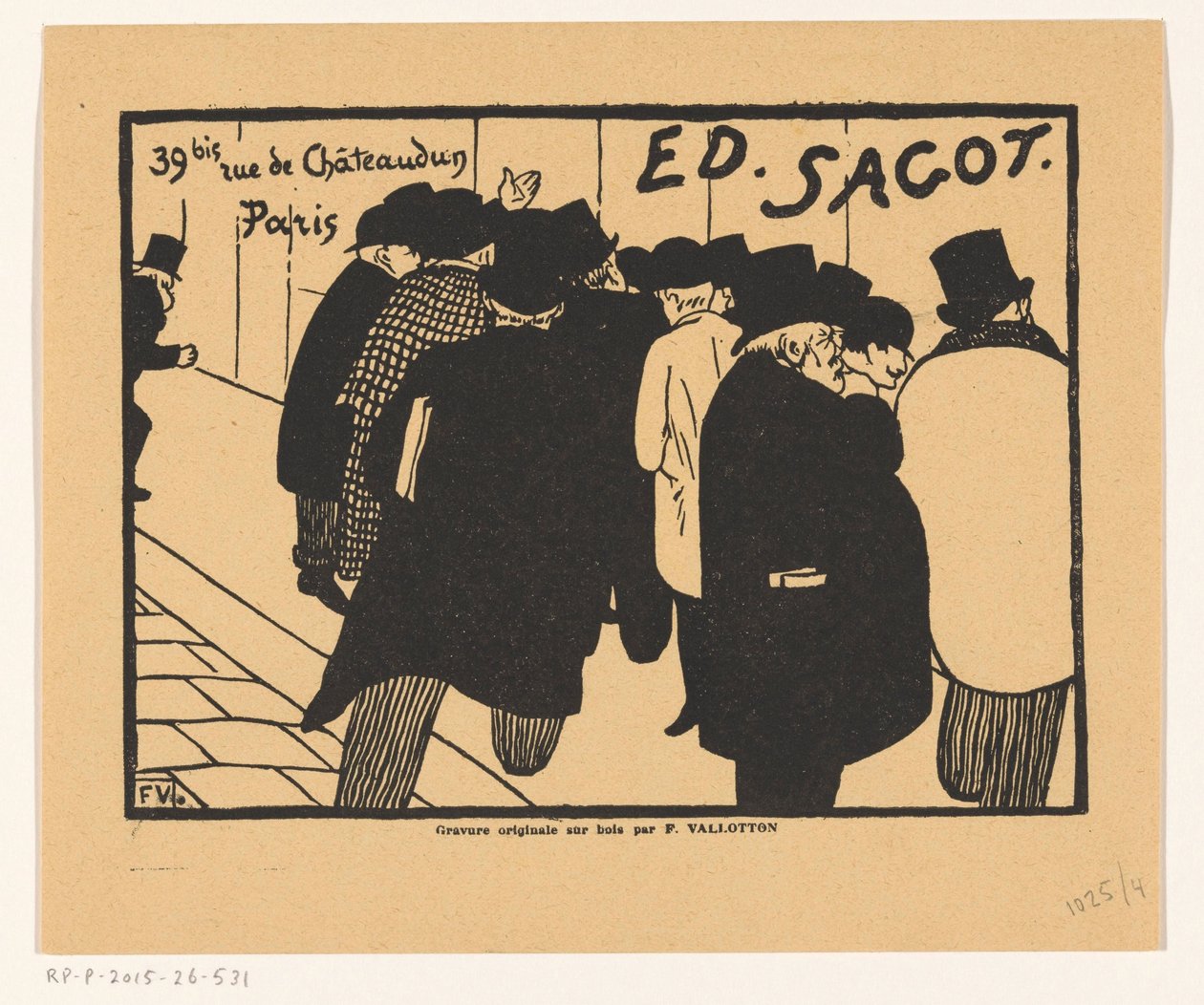 Visitkort fra trykkerihandler Edmond Sagot i Paris af Felix Edouard Vallotton