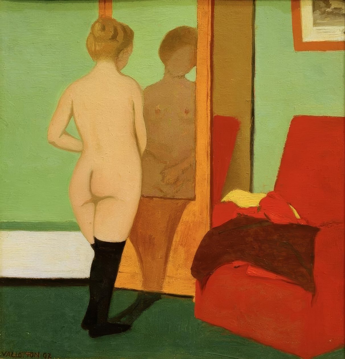 Kvinde nøgen foran et spejlskab af Felix Edouard Vallotton