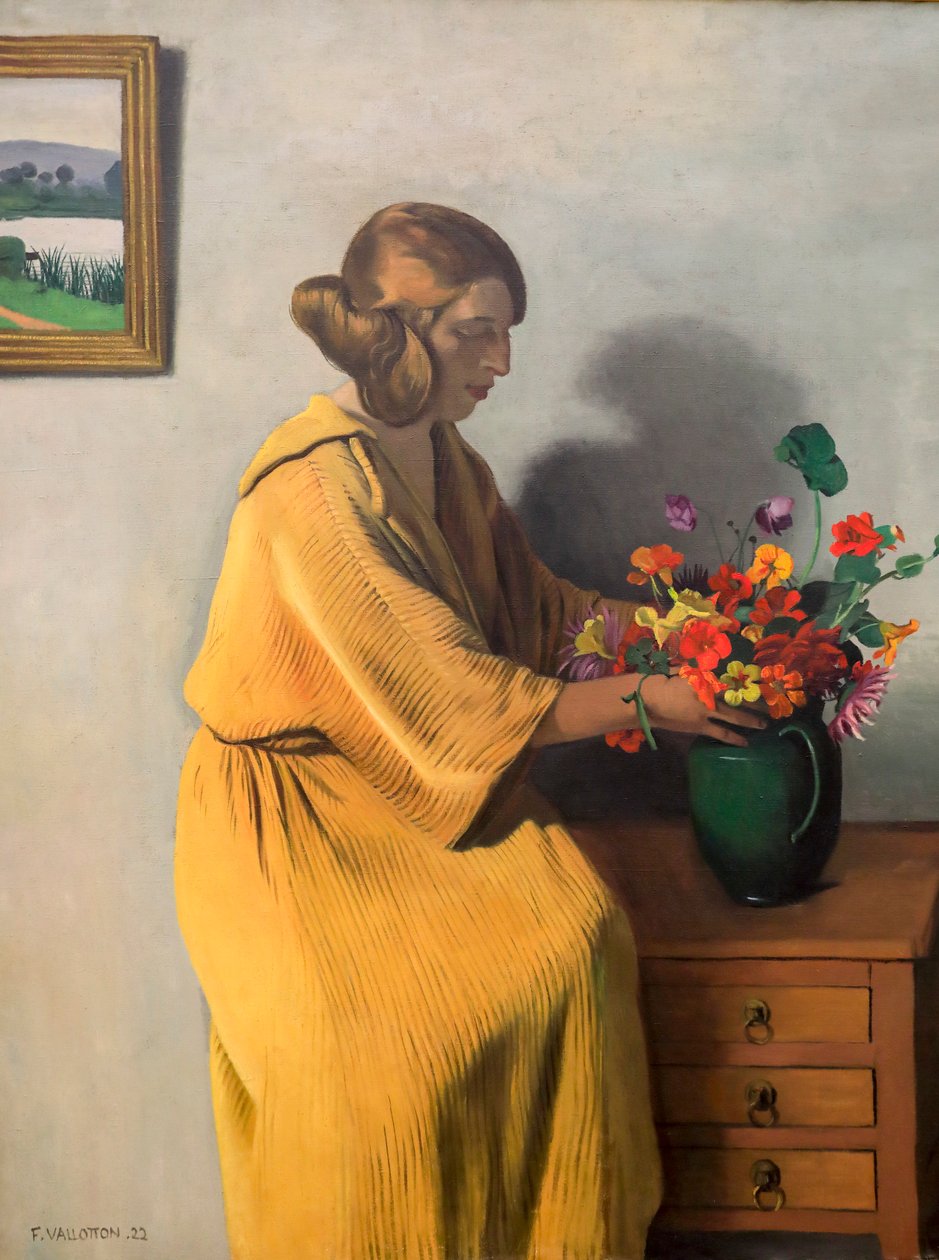 Kvinde med en bundt blomster af Felix Edouard Vallotton