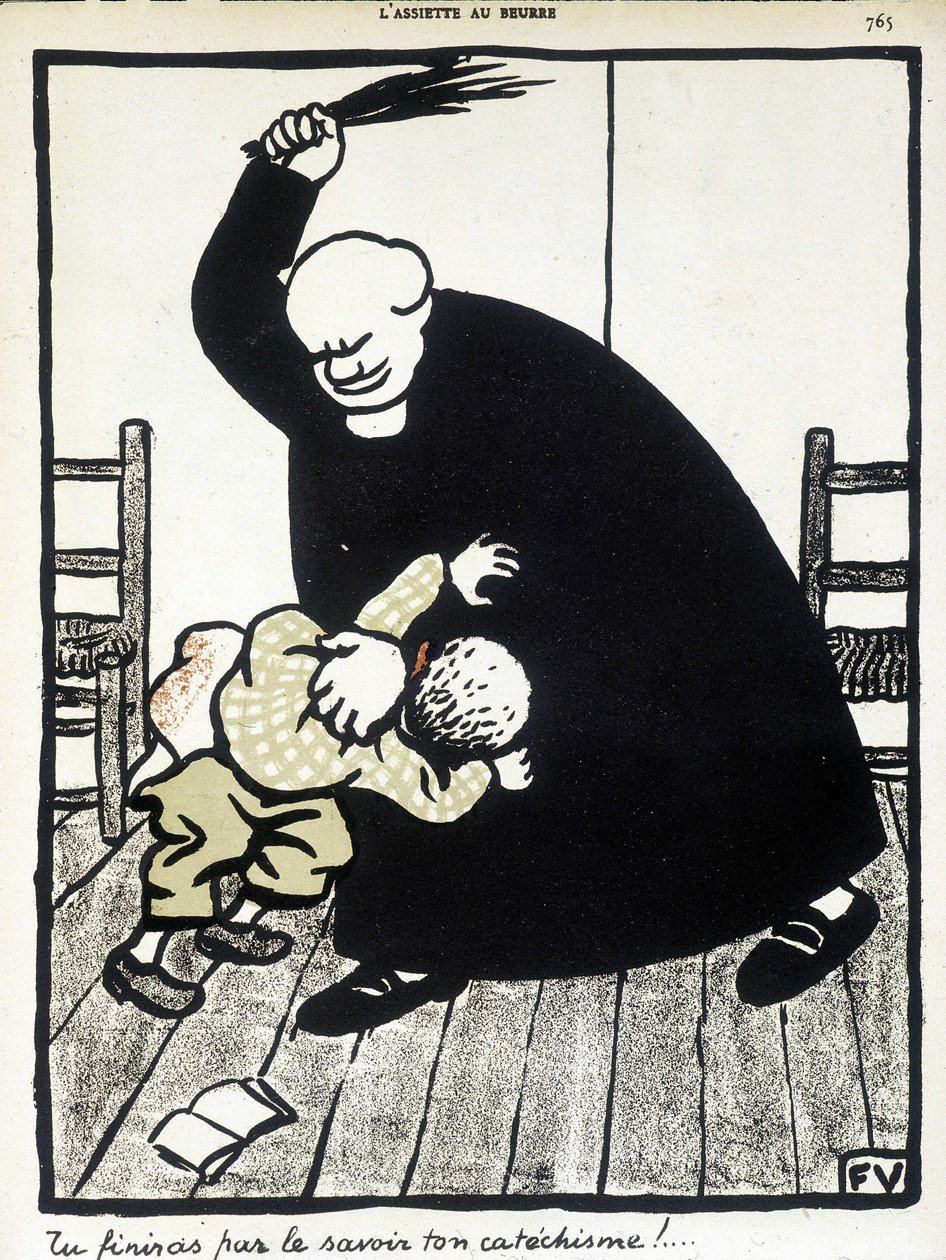 Du finder ud af din katekismus. - "Den kristne skole" af Félix Vallotton, i "L