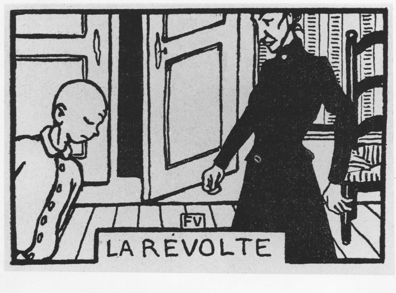 illustration til gulerodshoved (Poil de Carotte): ”la revolte” skrevet af Jules Renard, i, udg. Flammarion (illustration) af Felix Edouard Vallotton
